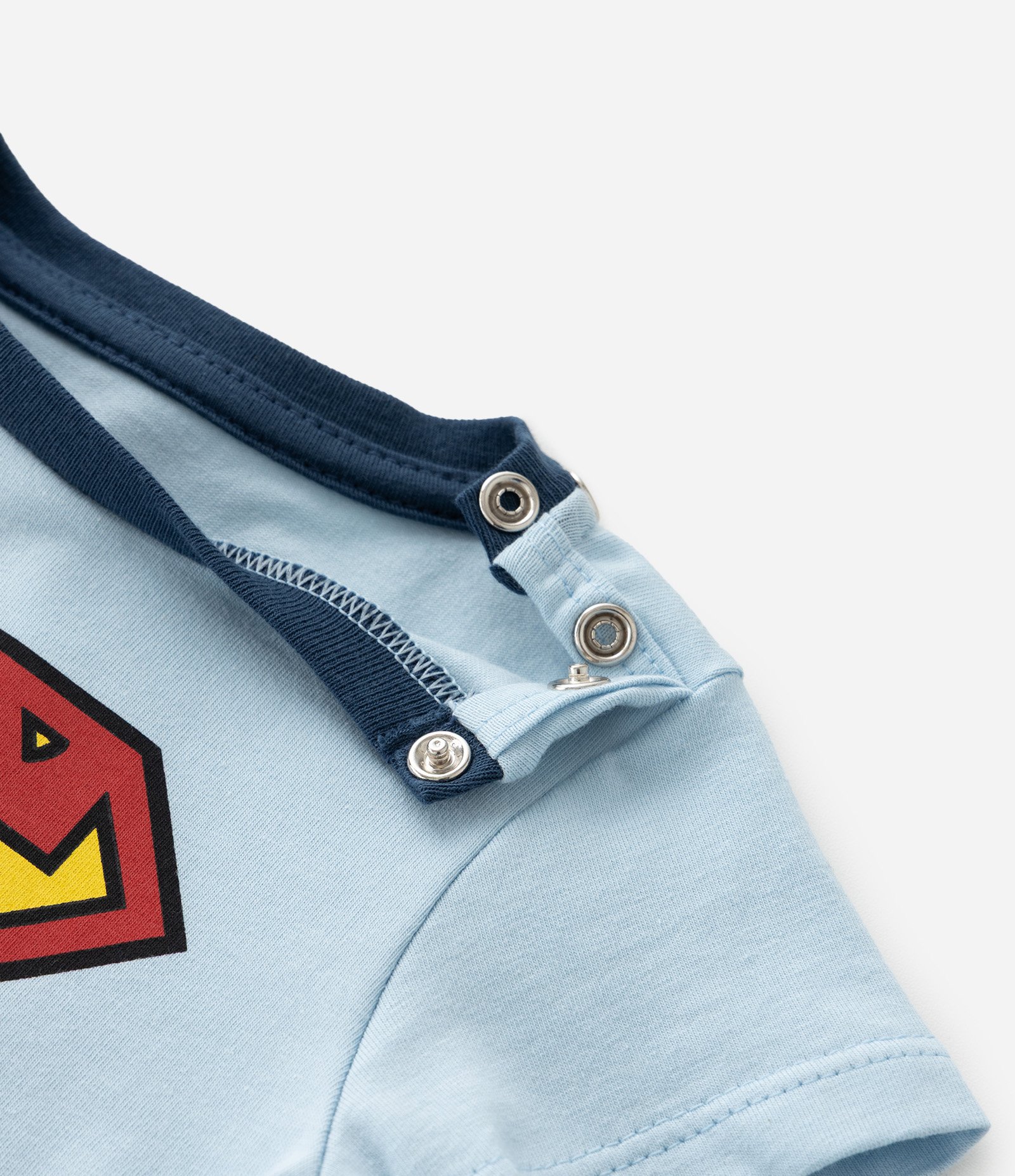 Body Infantil com Estampa Super Homem e Capa - Tam 0 a 18 Meses Azul 7