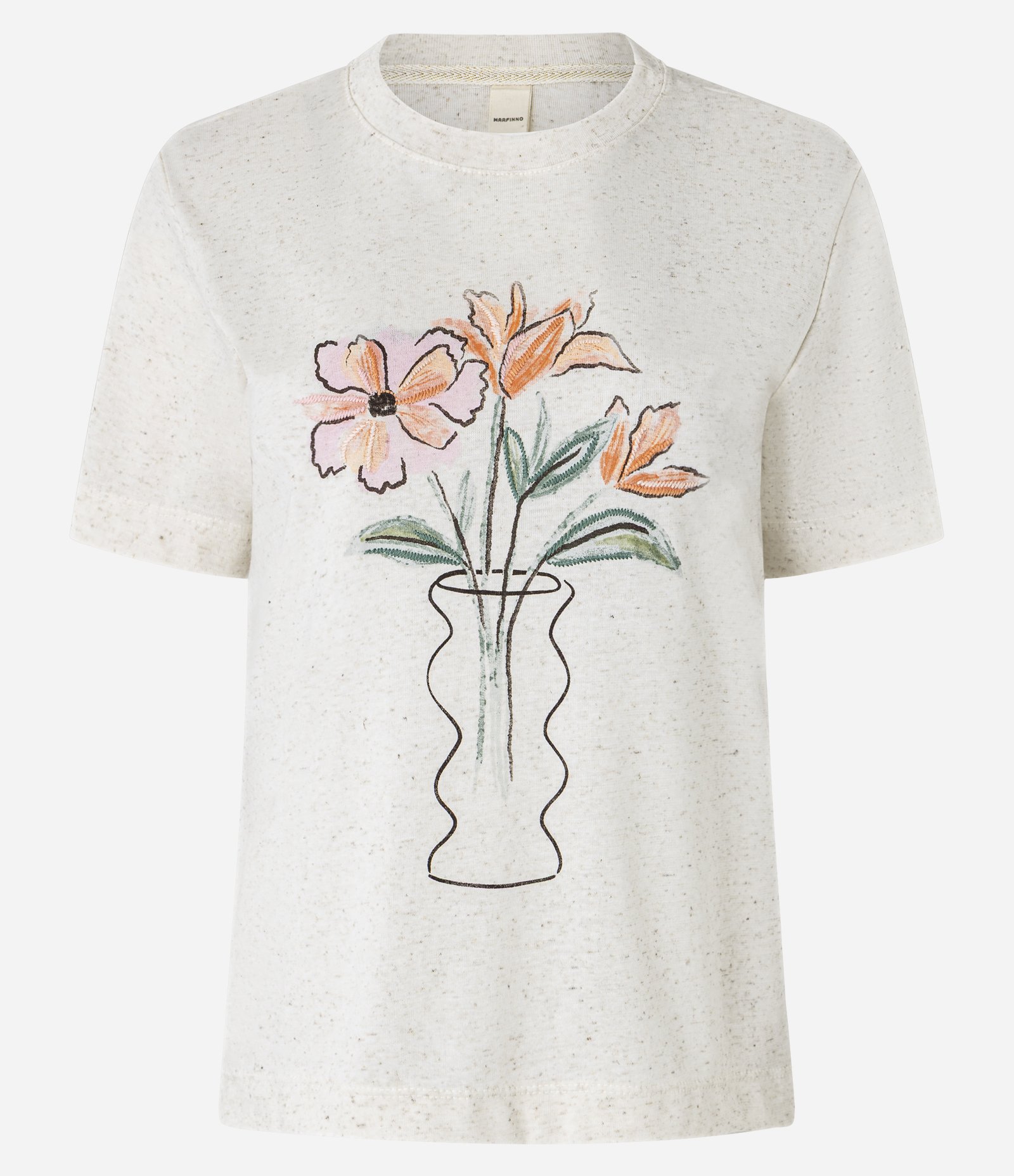 Camiseta Texturizada e com Estampa Vaso de Flor Off White 5