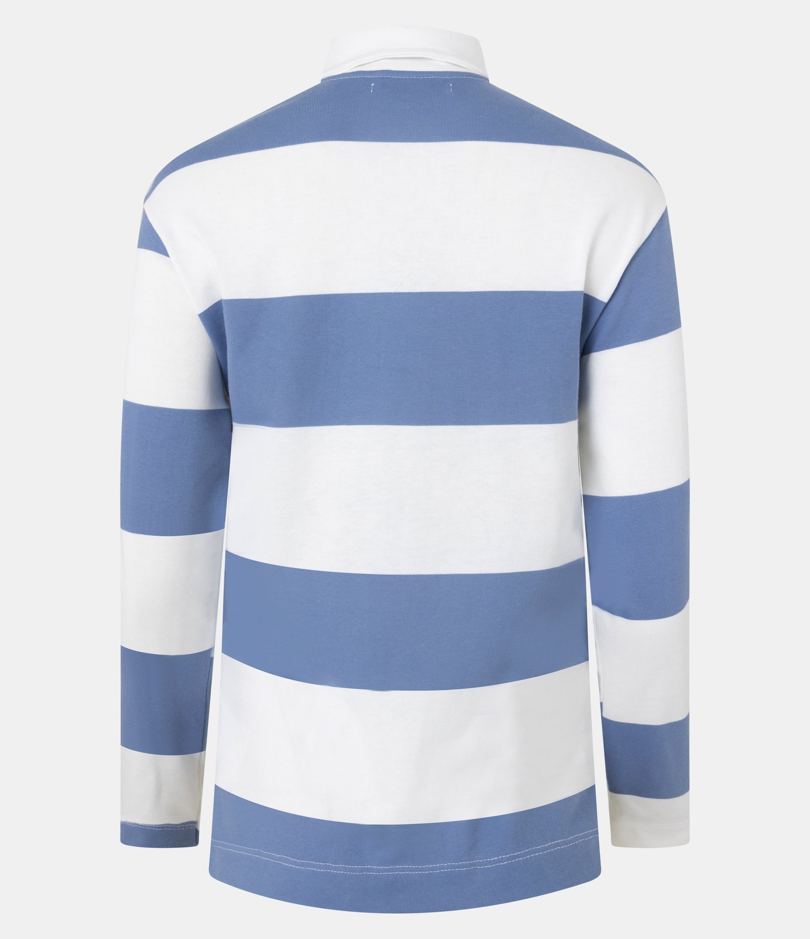 Blusa em Algodão com Gola Polo e Listras Largas Azul/Branco 6