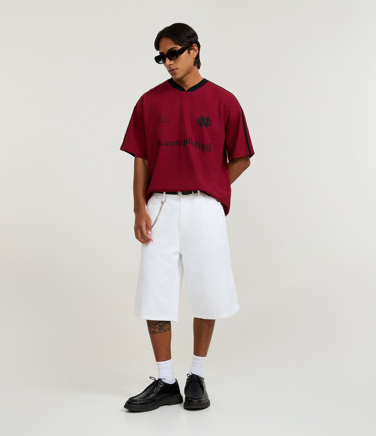 Camiseta Esportiva Oversized em Algodão com Estampa Localizada e Lettering Bordô 2