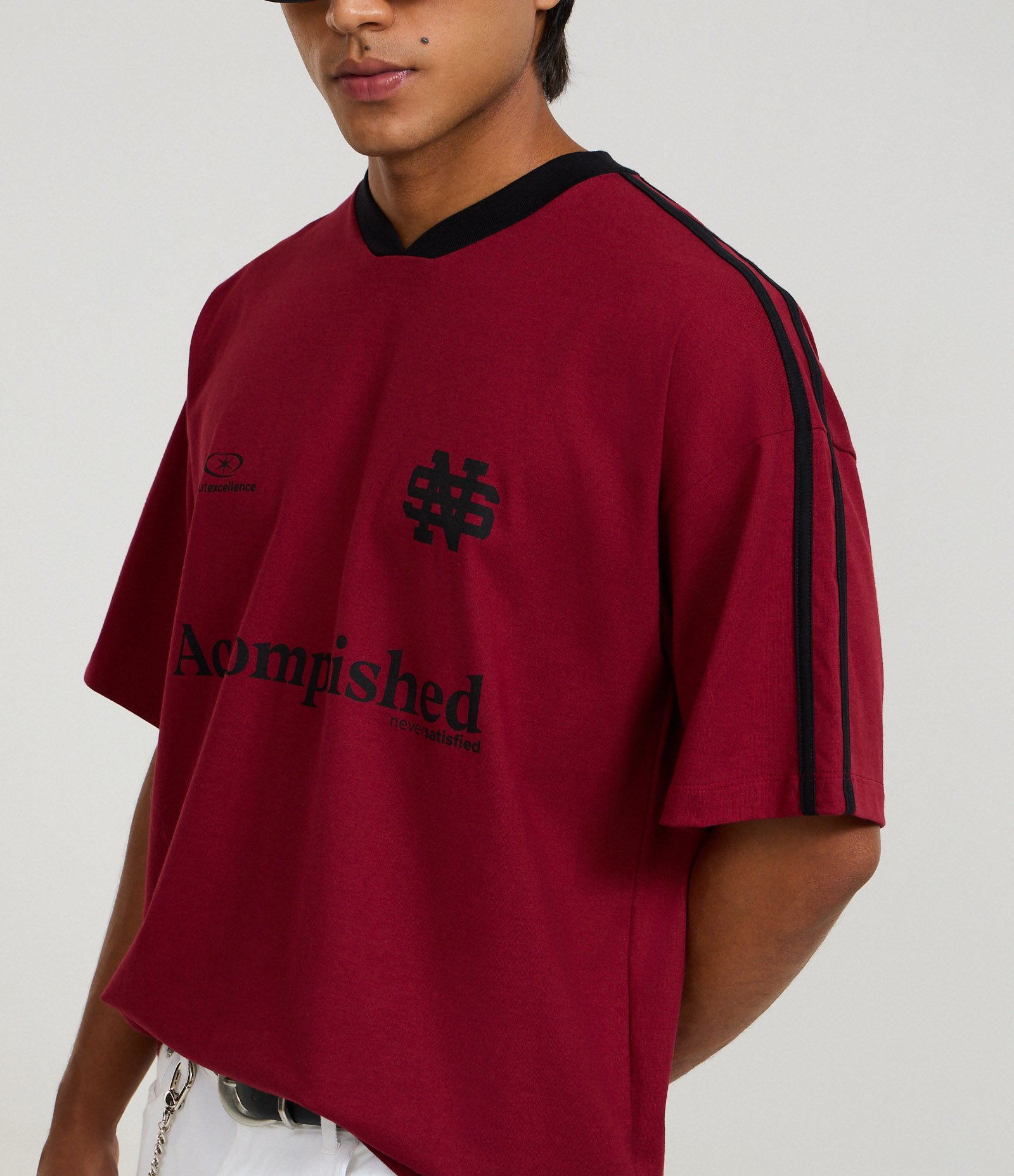 Camiseta Esportiva Oversized em Algodão com Estampa Localizada e Lettering Bordô 3