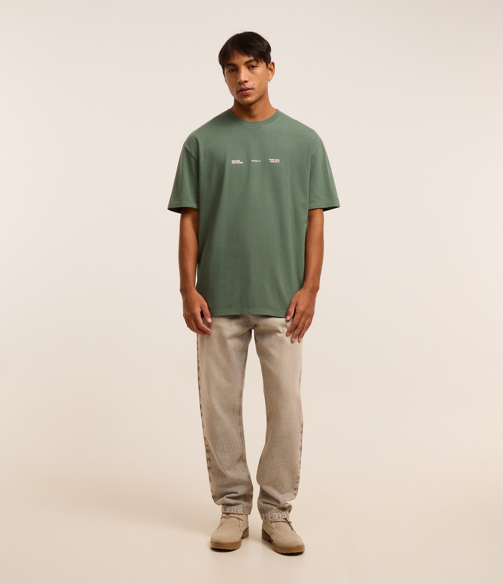 Camiseta Relaxed em Algodão com Estampa Lettering Verde 3