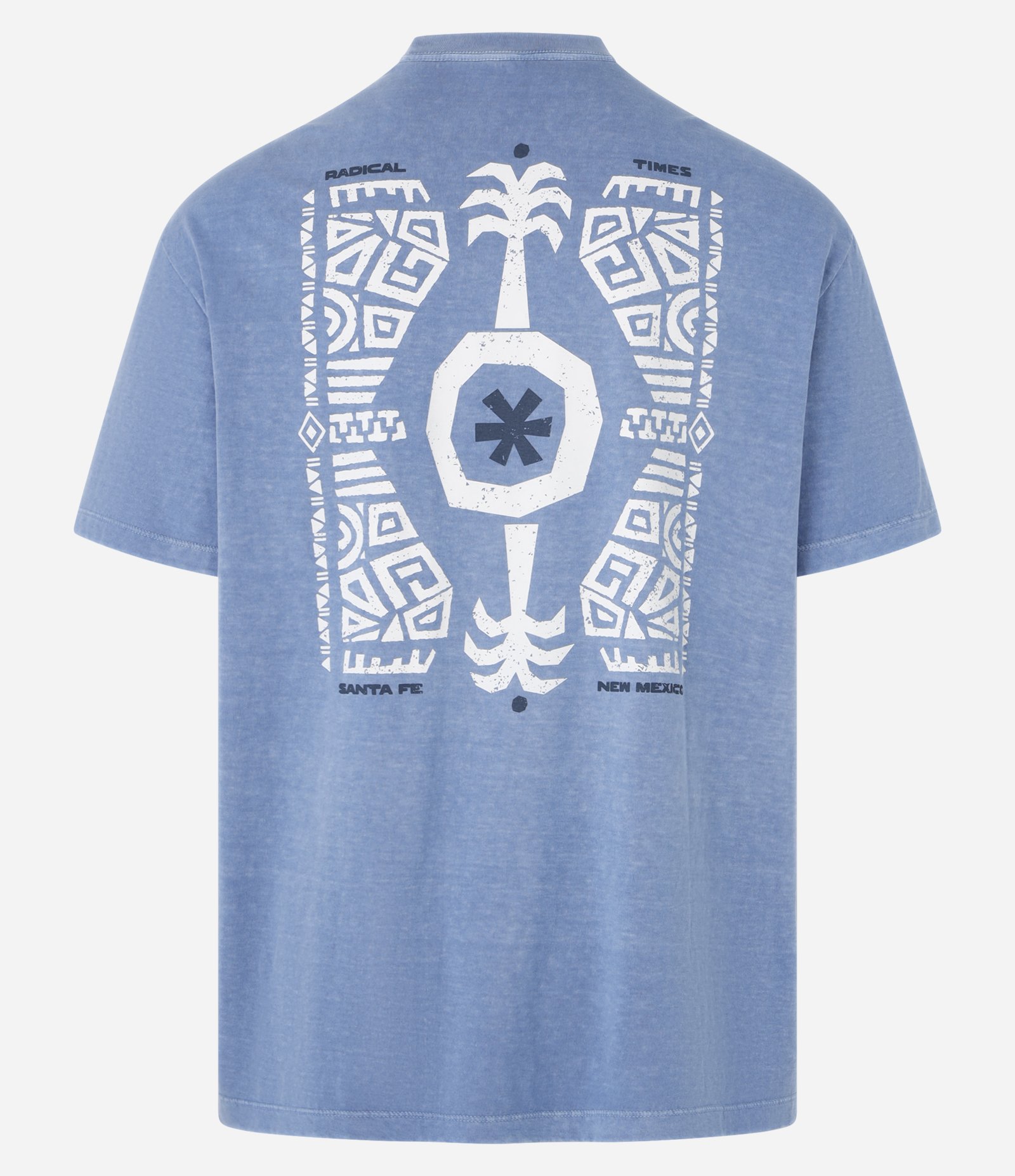 Camiseta Relaxed em Algodão com Estampa Etnica Estonada Azul 7