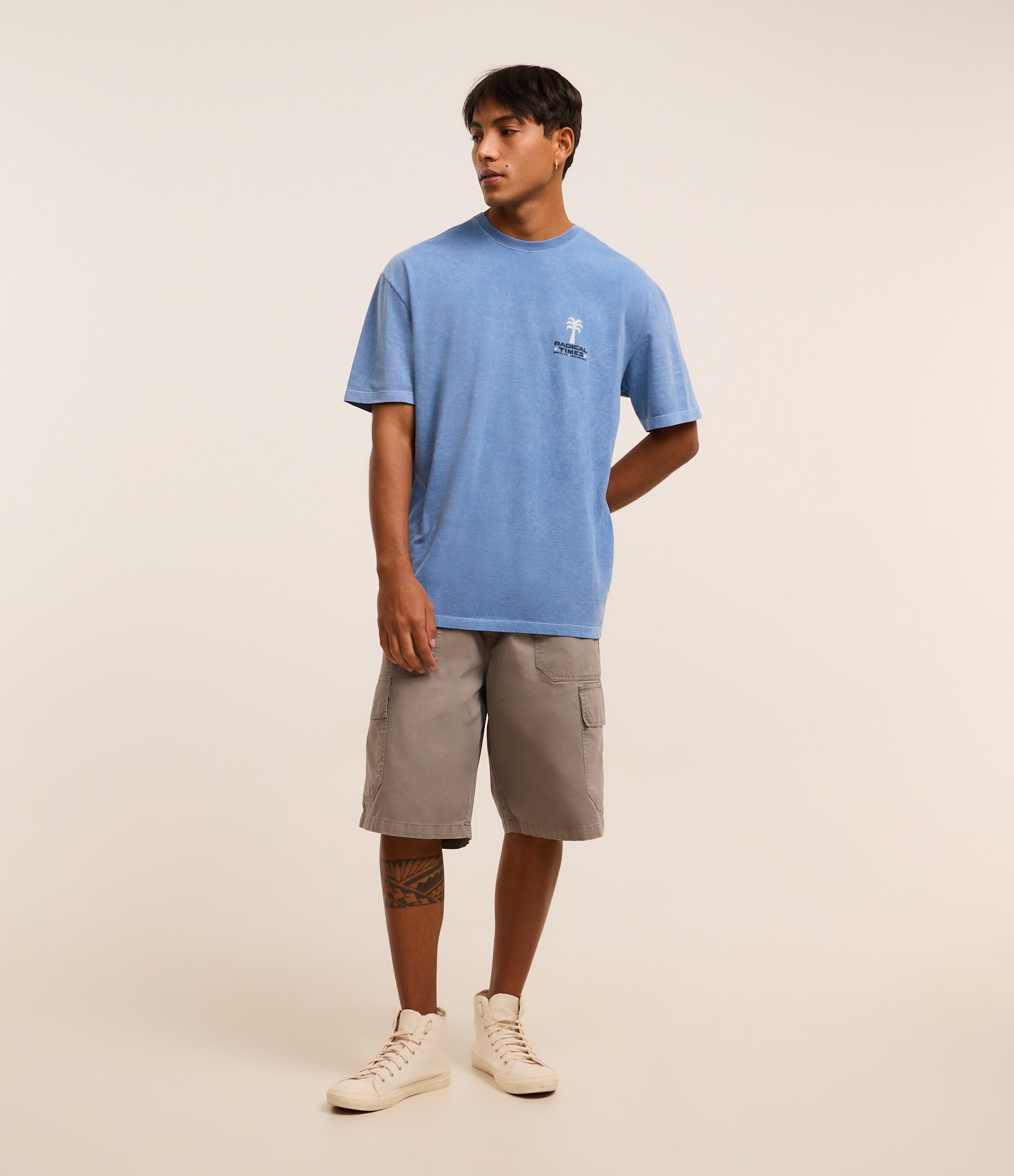 Camiseta Relaxed em Algodão com Estampa Etnica Estonada Azul 3