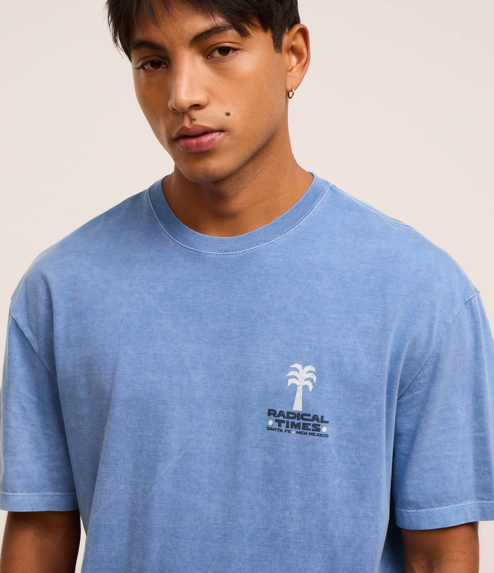 Camiseta Relaxed em Algodão com Estampa Etnica Estonada Azul 5