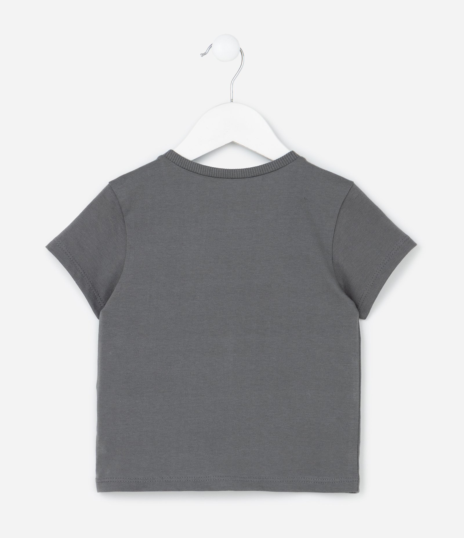 Camiseta Infantil com Estampa Coração em Foil - Tam 1 a 6 Anos Cinza 3