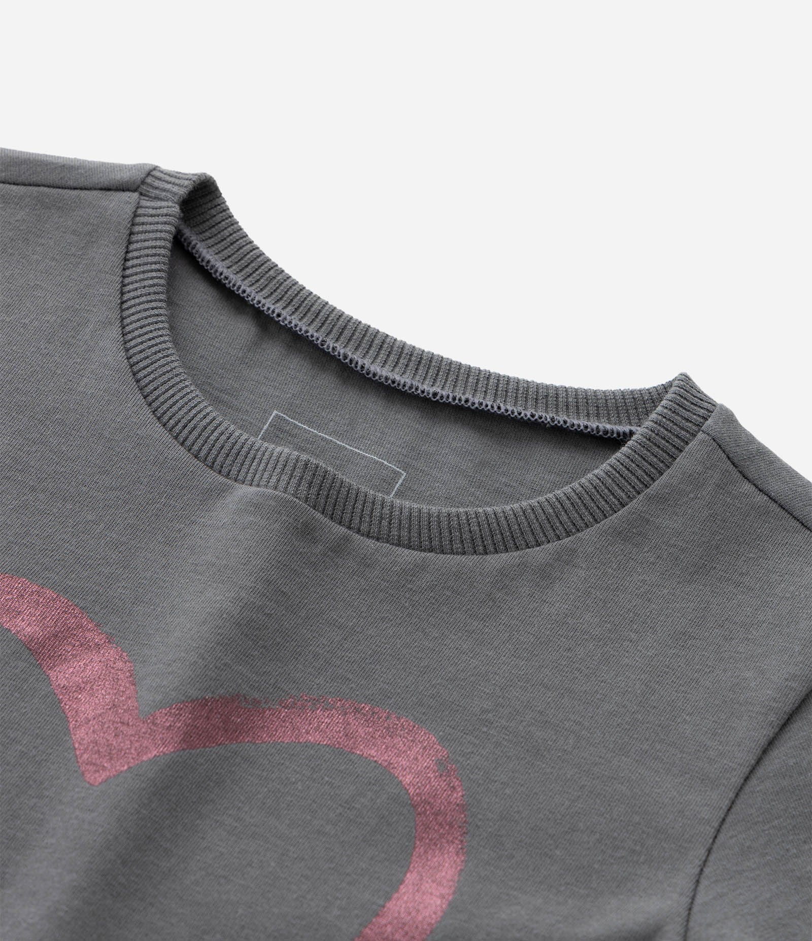 Camiseta Infantil com Estampa Coração em Foil - Tam 1 a 6 Anos Cinza 5