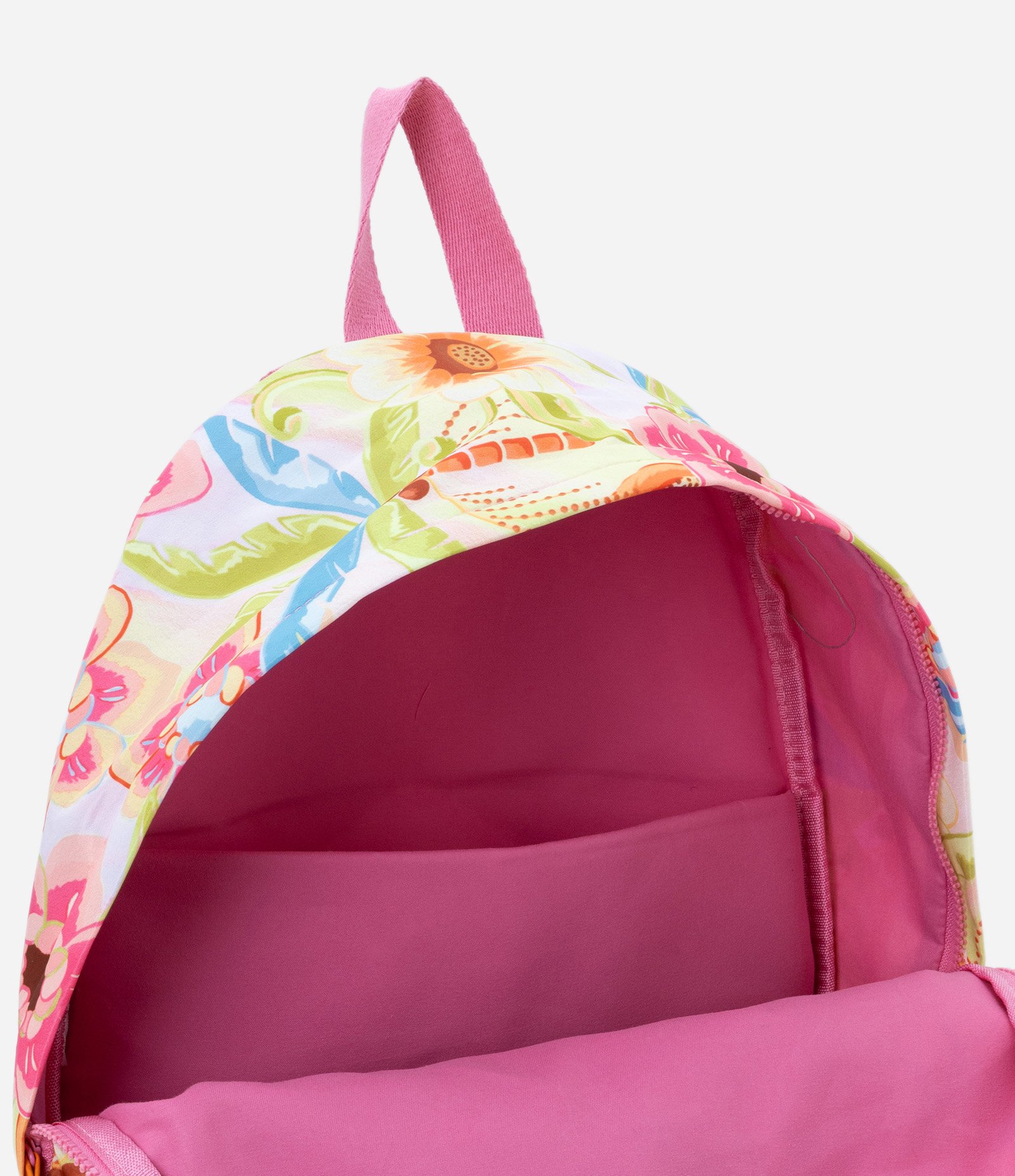 Mochila com Bolso Externo e Estampa Floral Rosa 3
