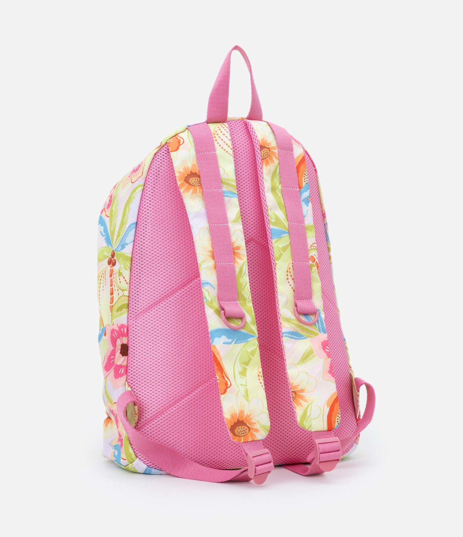 Mochila com Bolso Externo e Estampa Floral Rosa 5