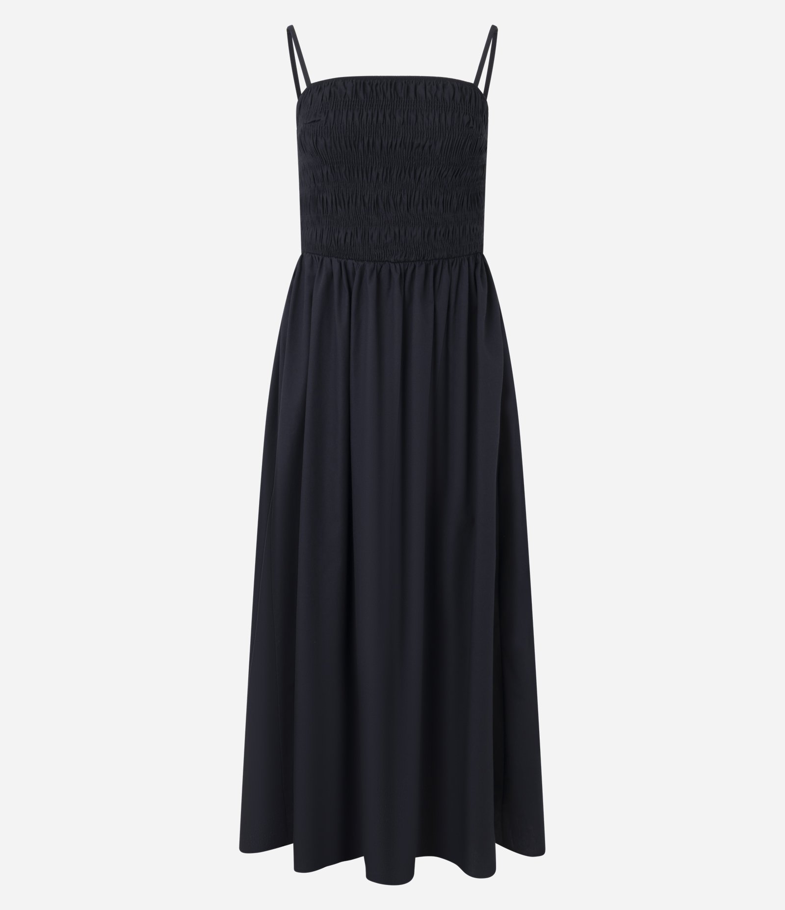 Vestido Evasê em Tricoline com Alça Fina e Lastex Preto 5