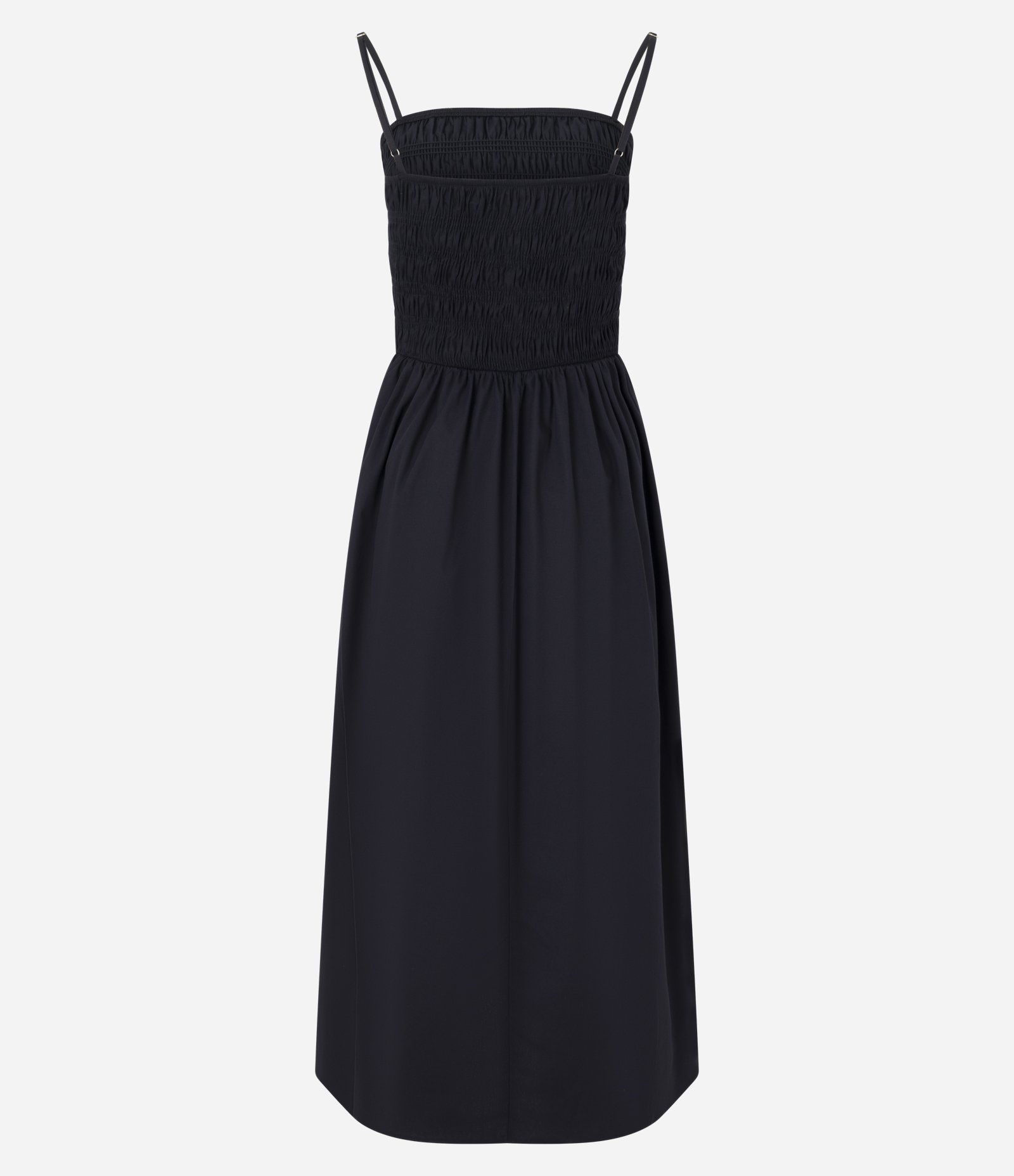 Vestido Evasê em Tricoline com Alça Fina e Lastex Preto 6