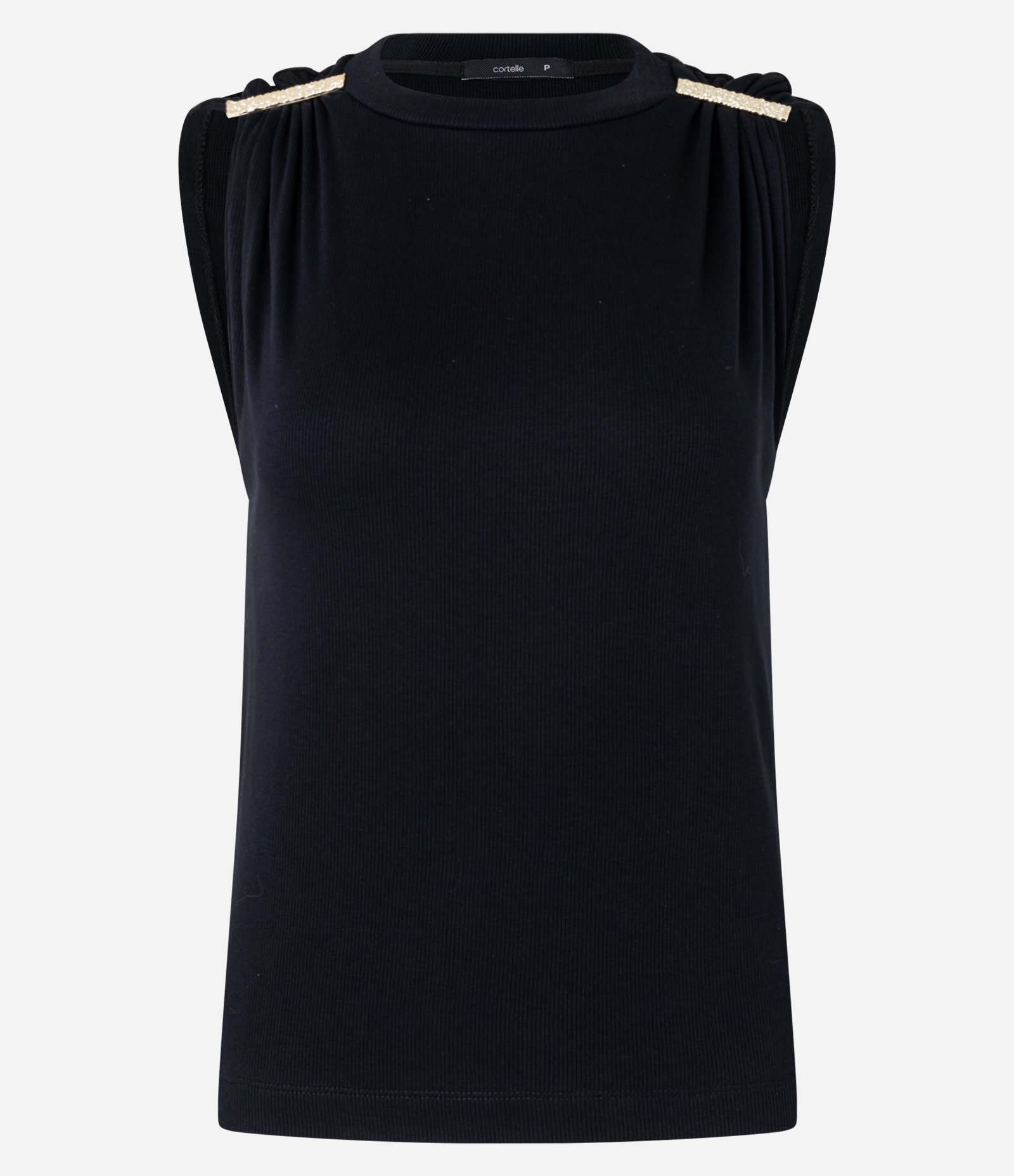 Blusa Canelada em Ribana com Detalhe Metalizado no Ombro Preto 5