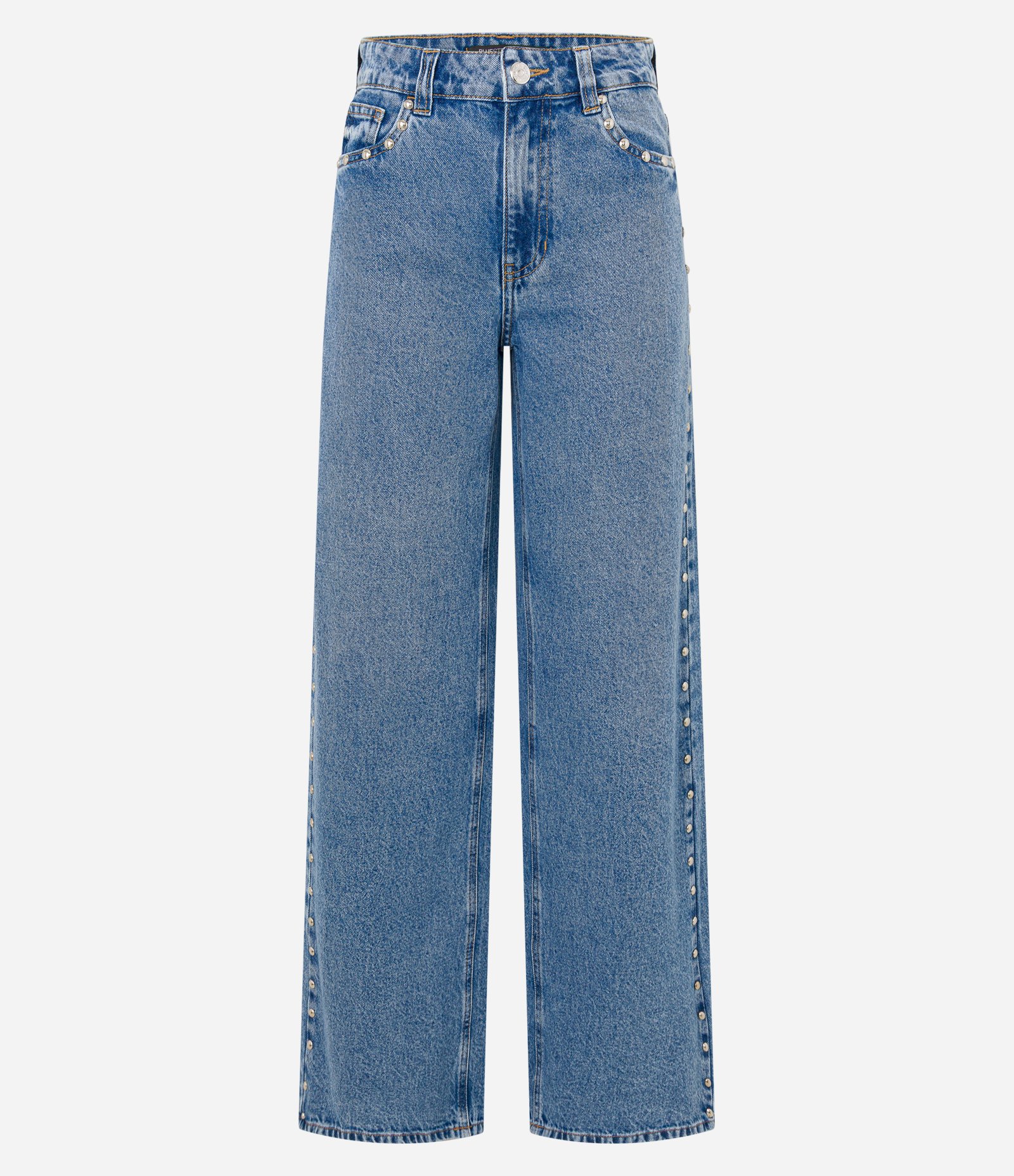 Calça Wide Leg em Jeans com Tachinhas Médio 6