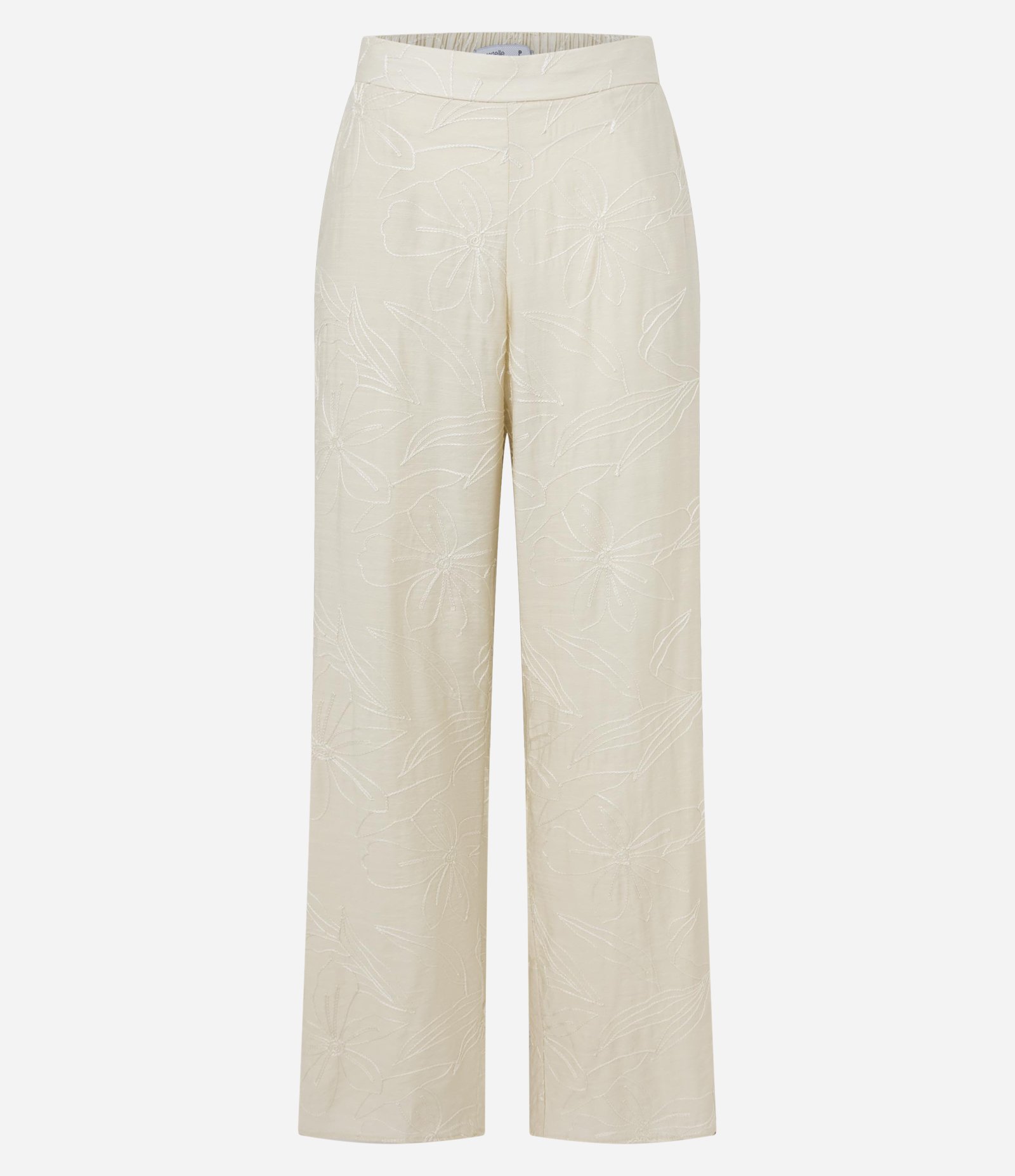 Calça Wide Leg em Laise com Bordado Floral e Bolsos Off White 6
