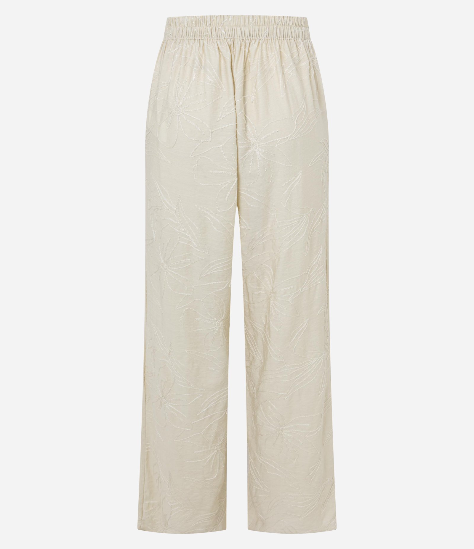Calça Wide Leg em Laise com Bordado Floral e Bolsos Off White 8