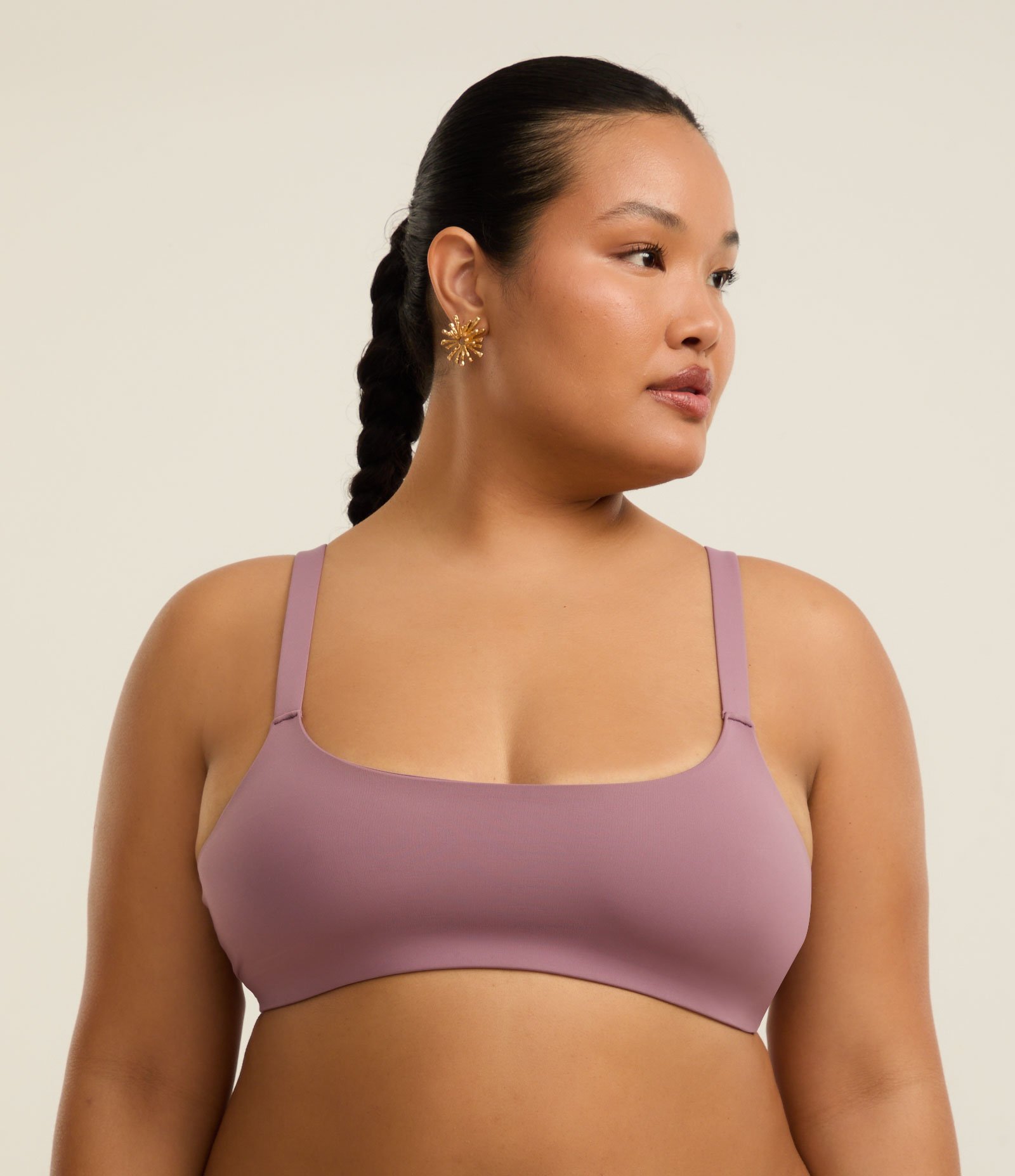 Sutiã Top Conforto em Microfibra com Baixa Sustentação Curve e Plus Size Lilás Neutro 1
