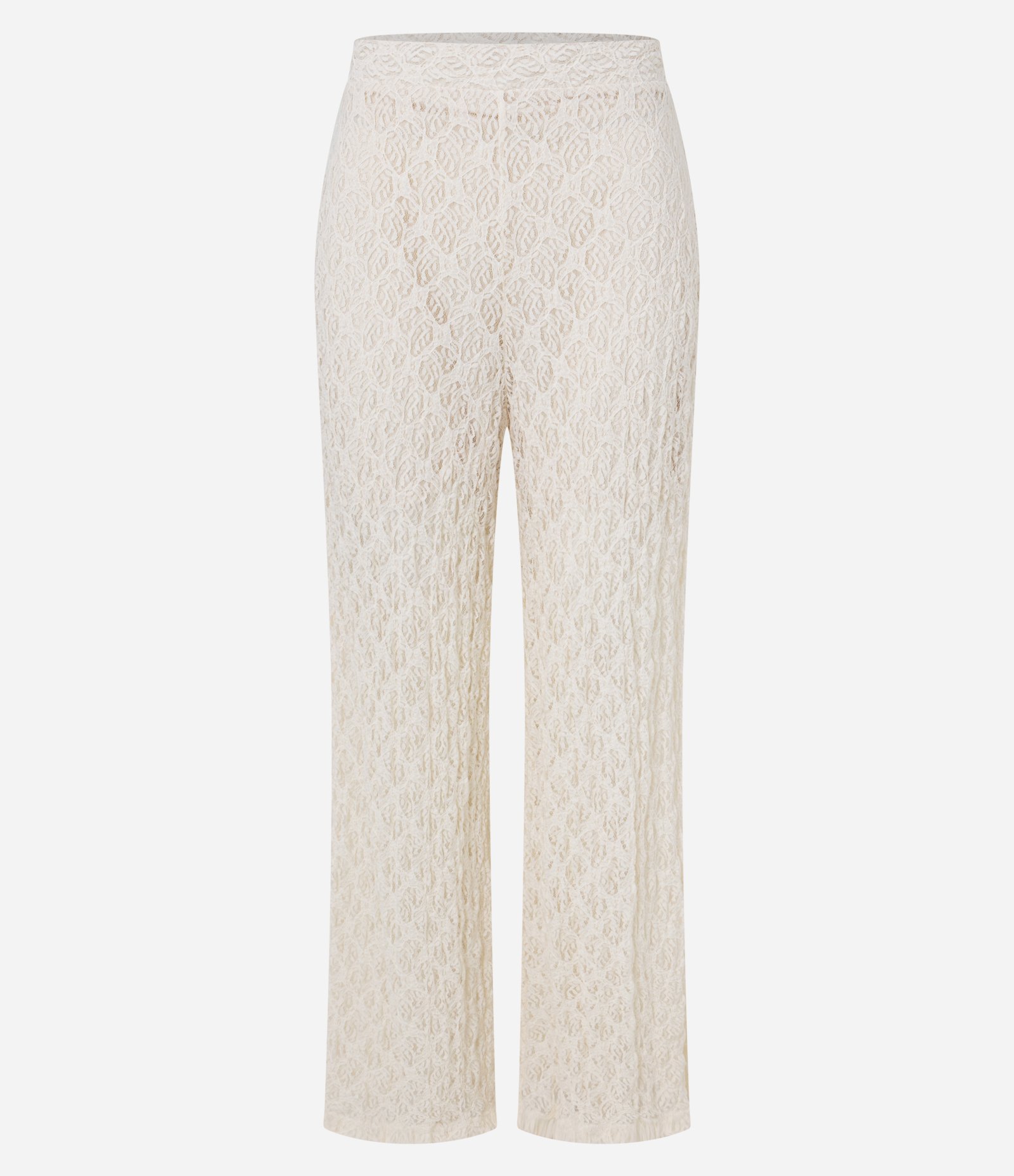 Calça Reta em Renda com Textura Diferenciada Off White 3