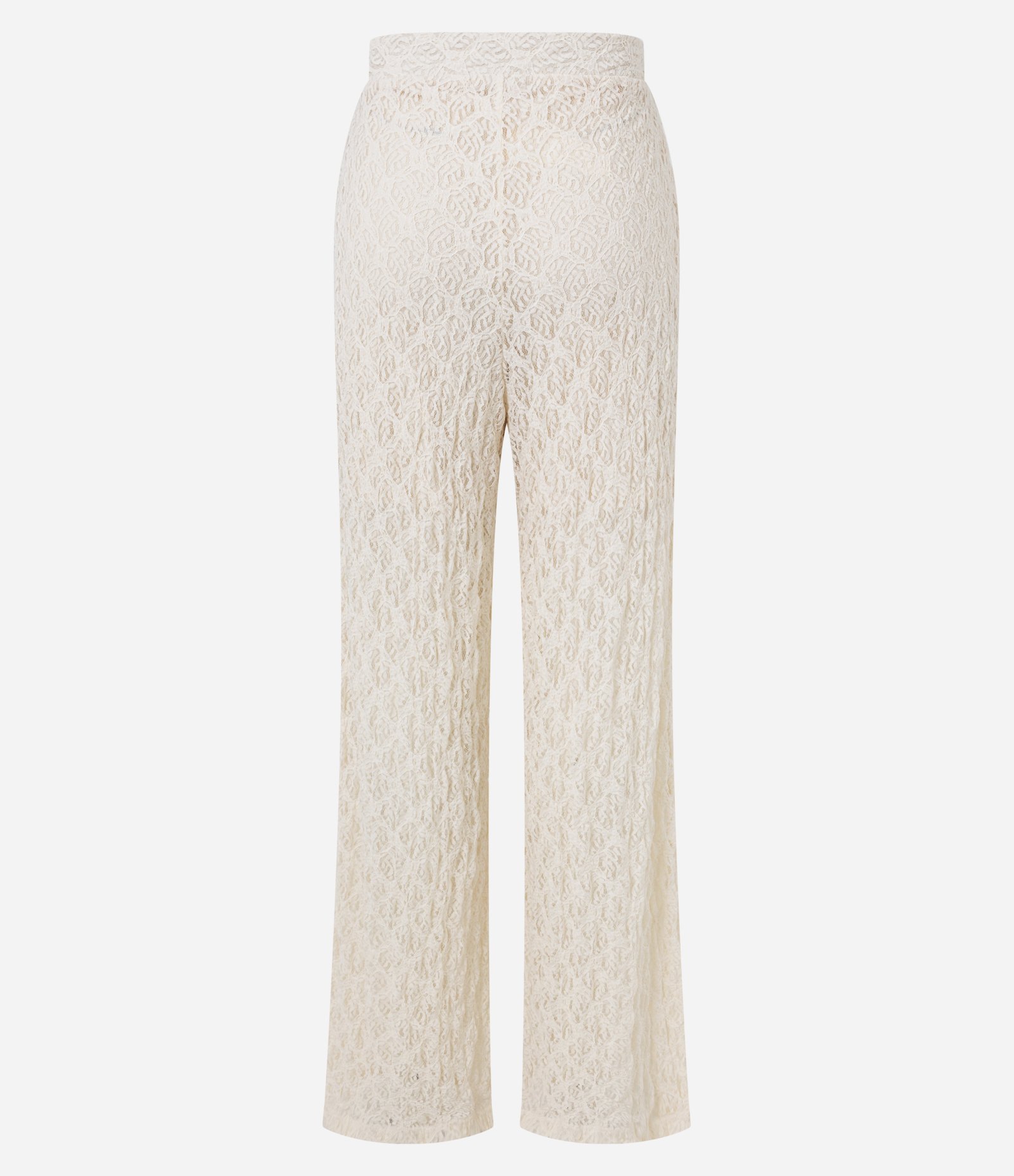 Calça Reta em Renda com Textura Diferenciada Off White 5