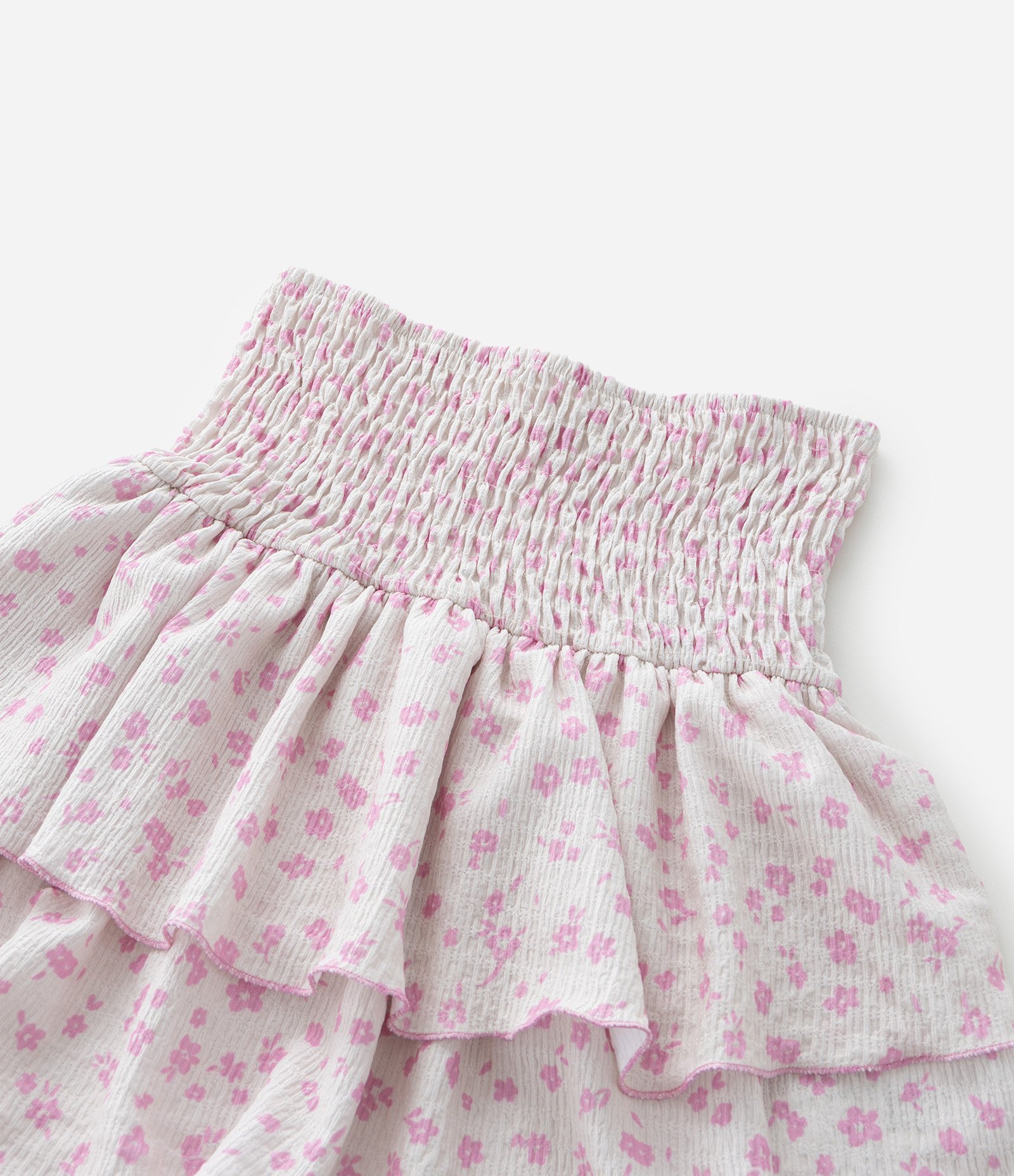 Saia Infantil com Babadinhos e Estampa Floral - Tam 5 a 14 Anos Rosa 5