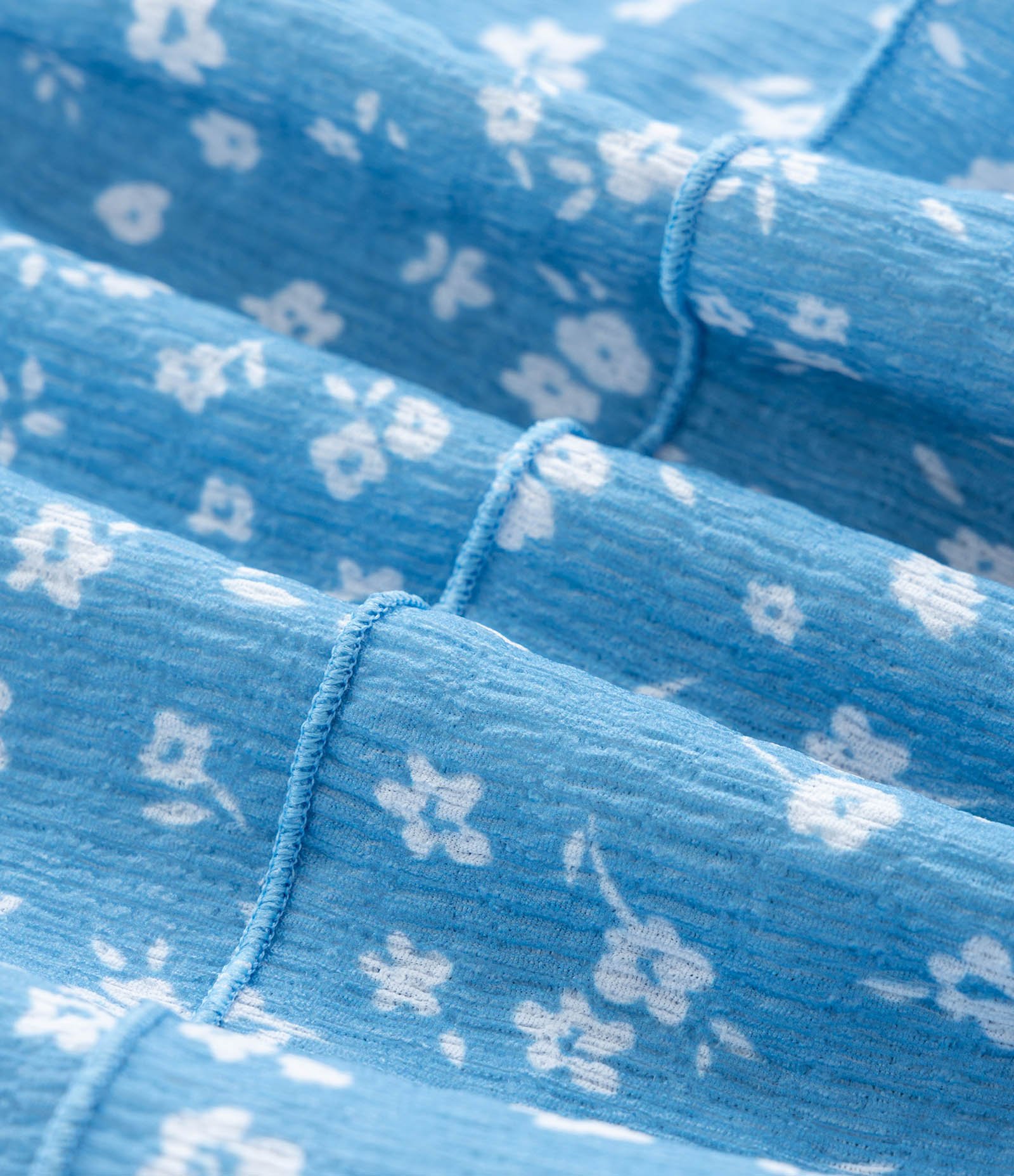 Saia Infantil com Babadinhos e Estampa Floral - Tam 5 a 14 Anos Azul 4