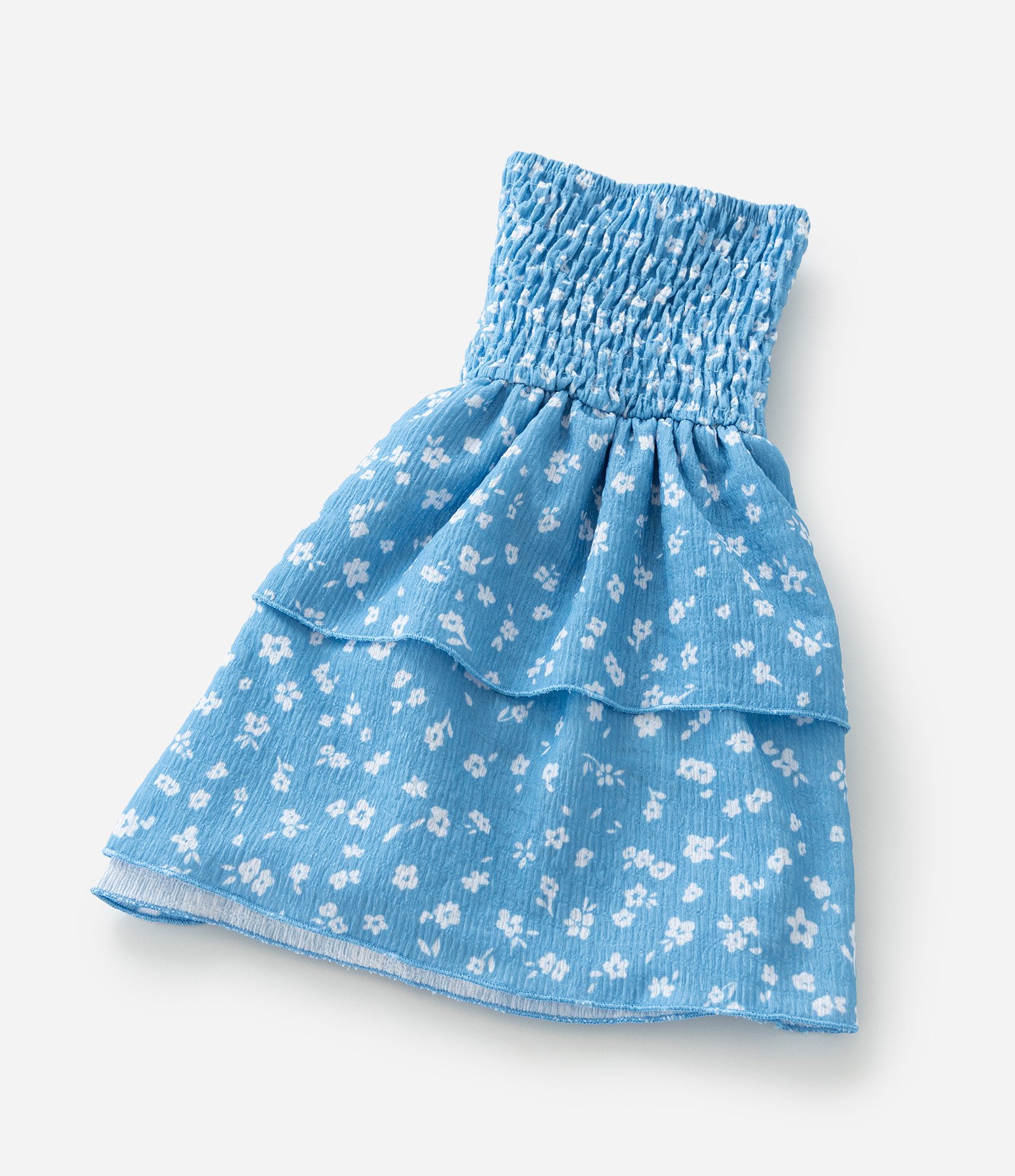 Saia Infantil com Babadinhos e Estampa Floral - Tam 5 a 14 Anos Azul 5