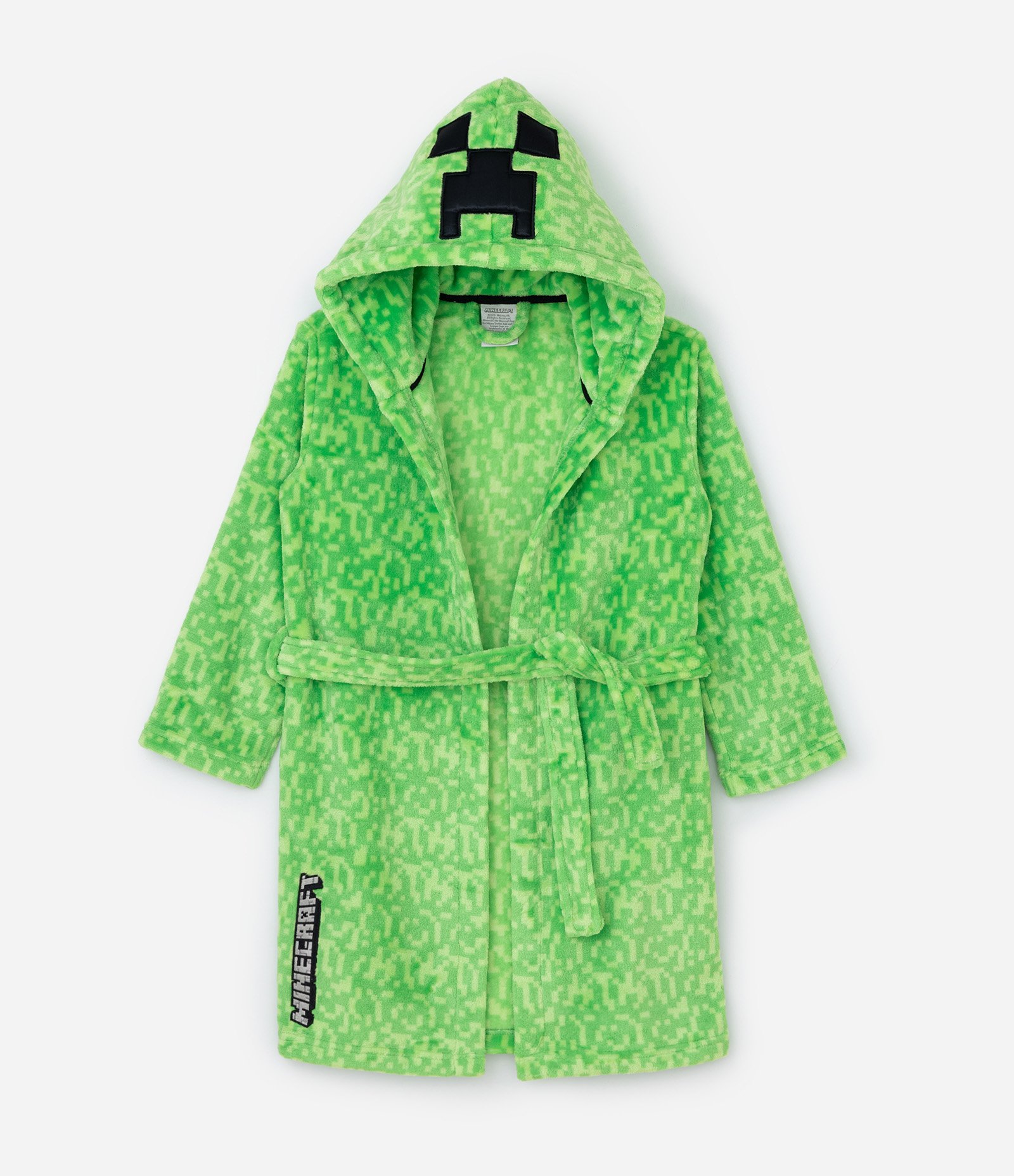 Roupão Infantil com Estampa Minecraft e Capuz Interativo - Tam 5 a 16 Anos Verde 1