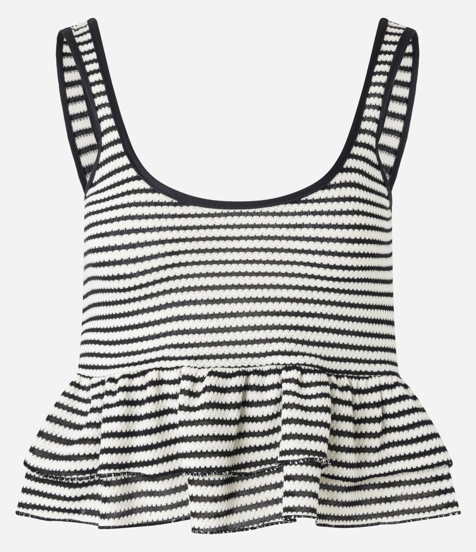 Blusa Peplum em Ribana Listrada Preto/Branco 5