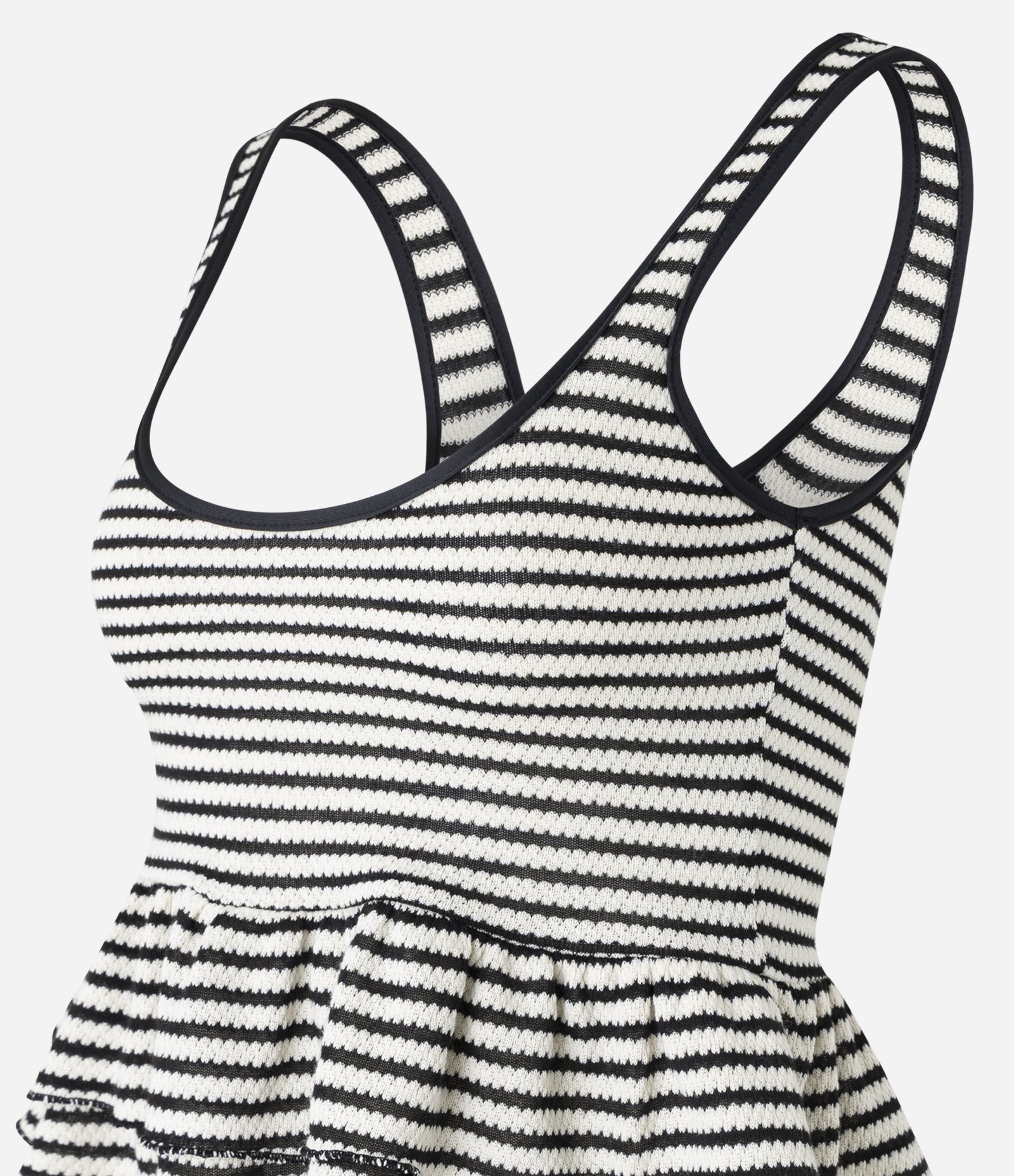 Blusa Peplum em Ribana Listrada Preto/Branco 6