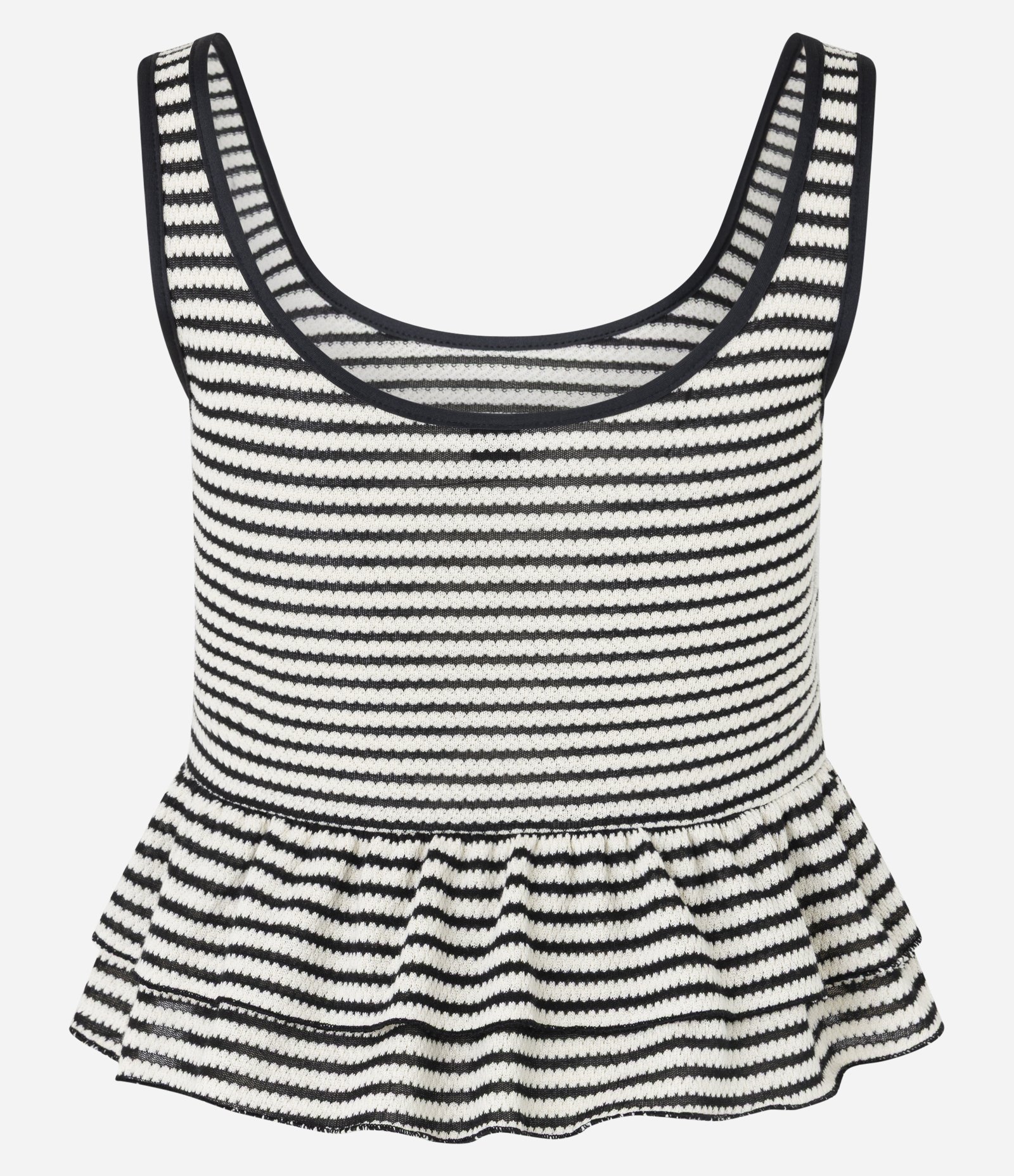 Blusa Peplum em Ribana Listrada Preto/Branco 7