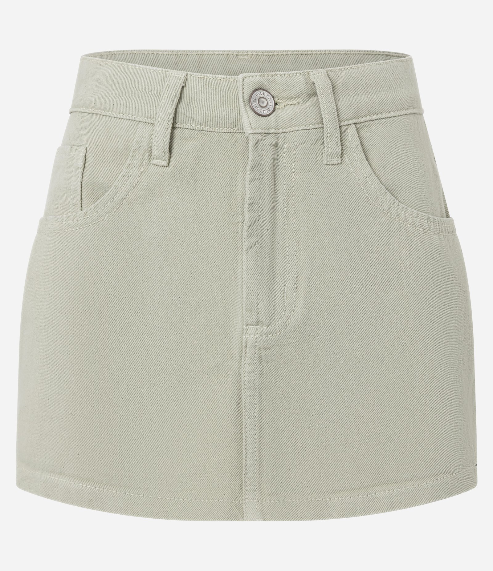 Short Saia Curto em Sarja com Passantes e Bolsos Verde 7