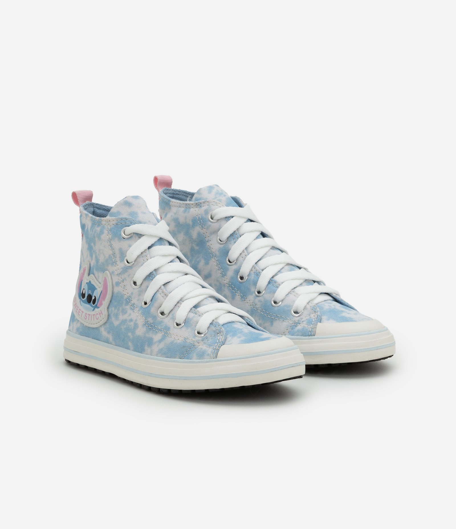 Tênis Abotinado Infantil com Estampa Tie Dye e Patch Stitch - Tam 28 ao 34 Azul 1