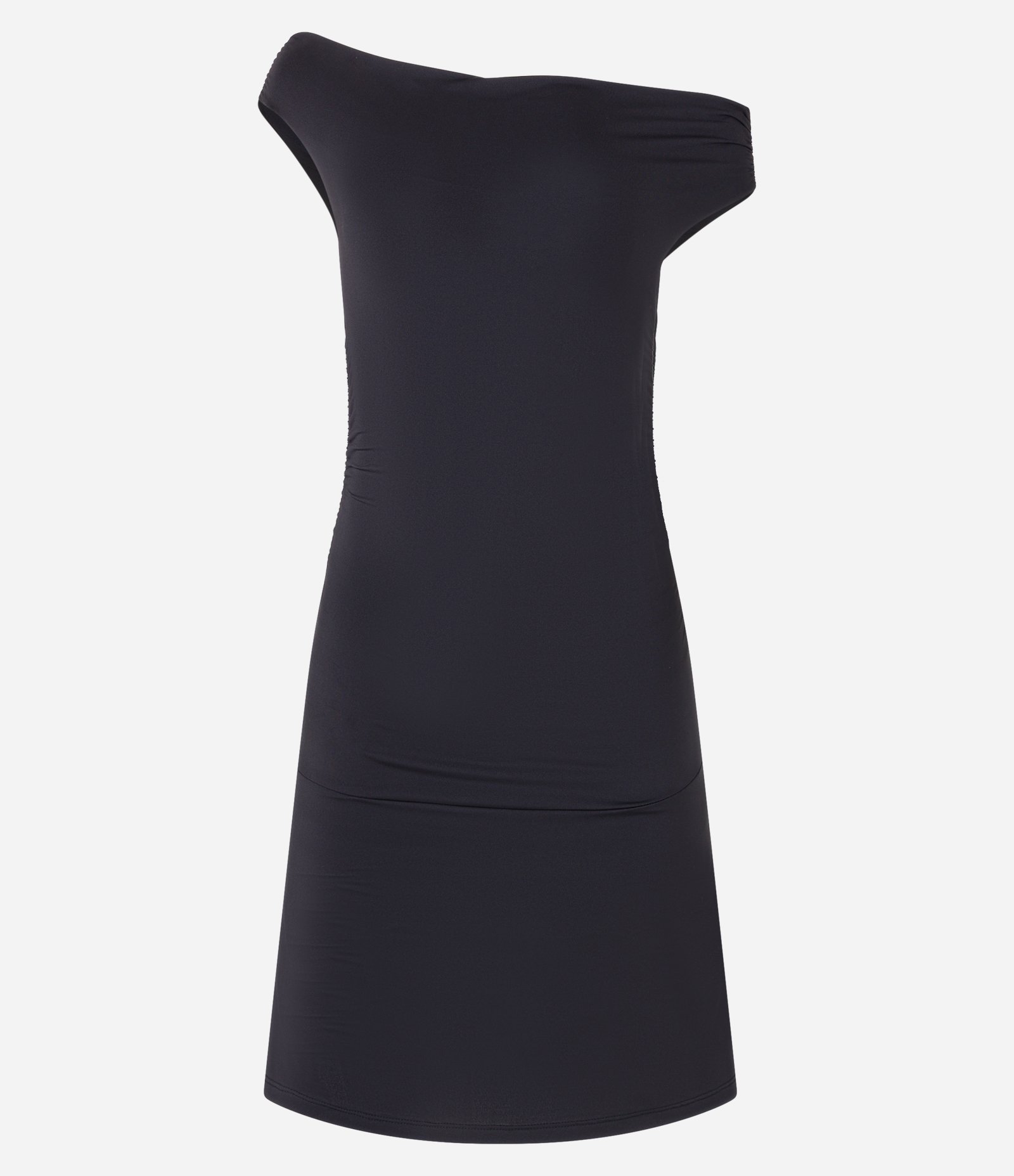 Vestido Godê em Microfibra com Decote Assimétrico Preto 5