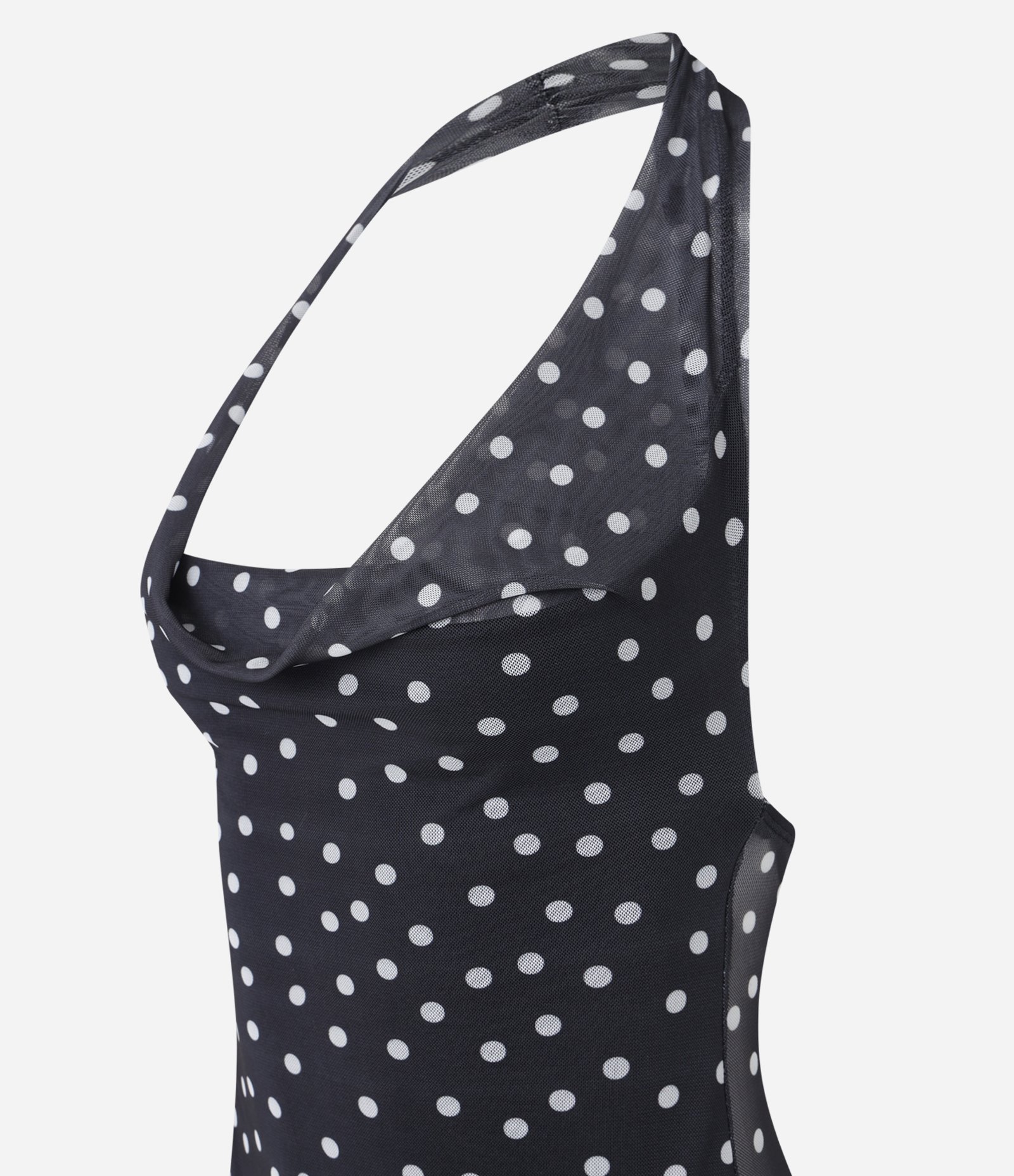 Blusa em Tule Frente Única Poá Preto 5