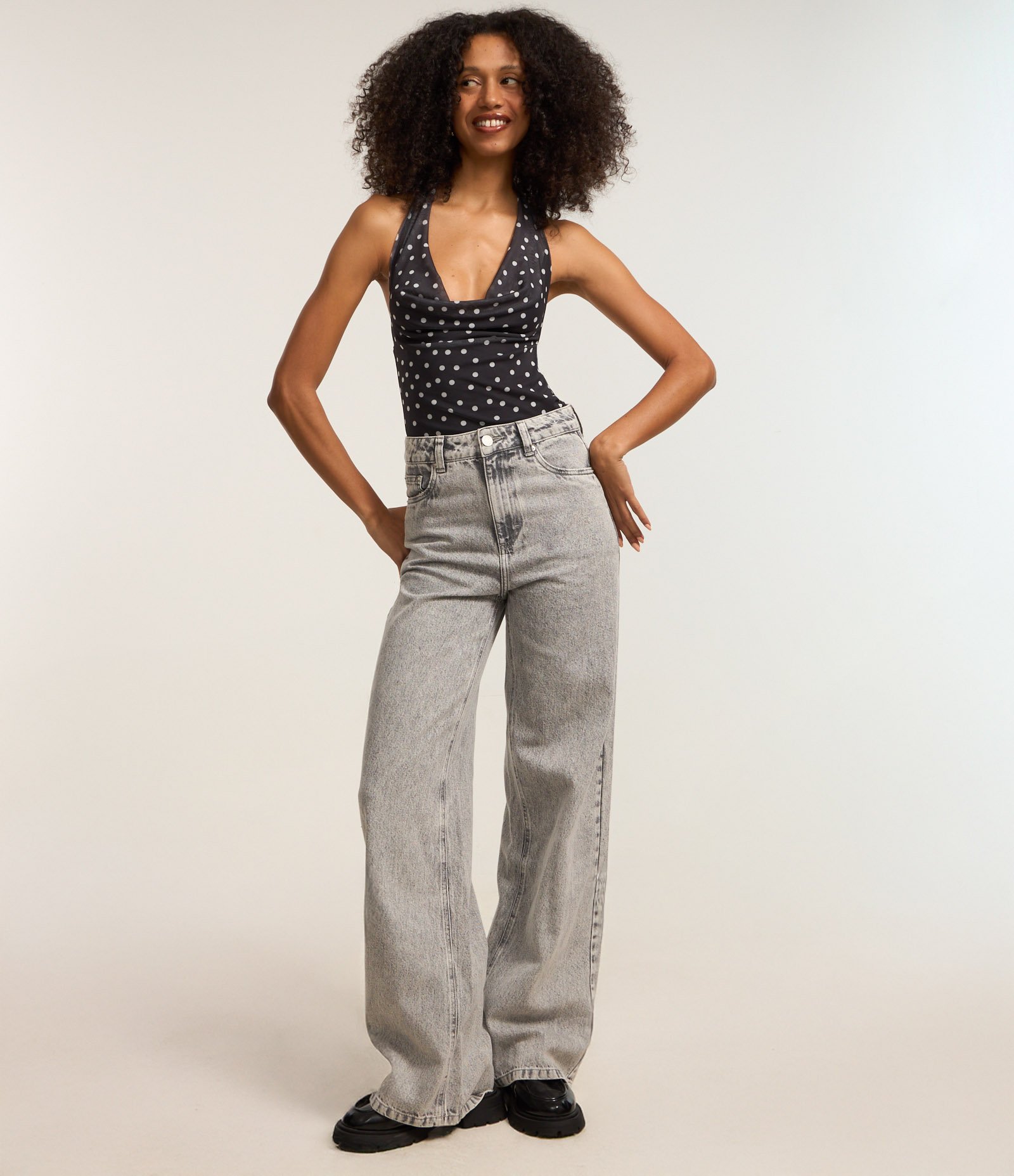 Blusa em Tule Frente Única Poá Preto 1