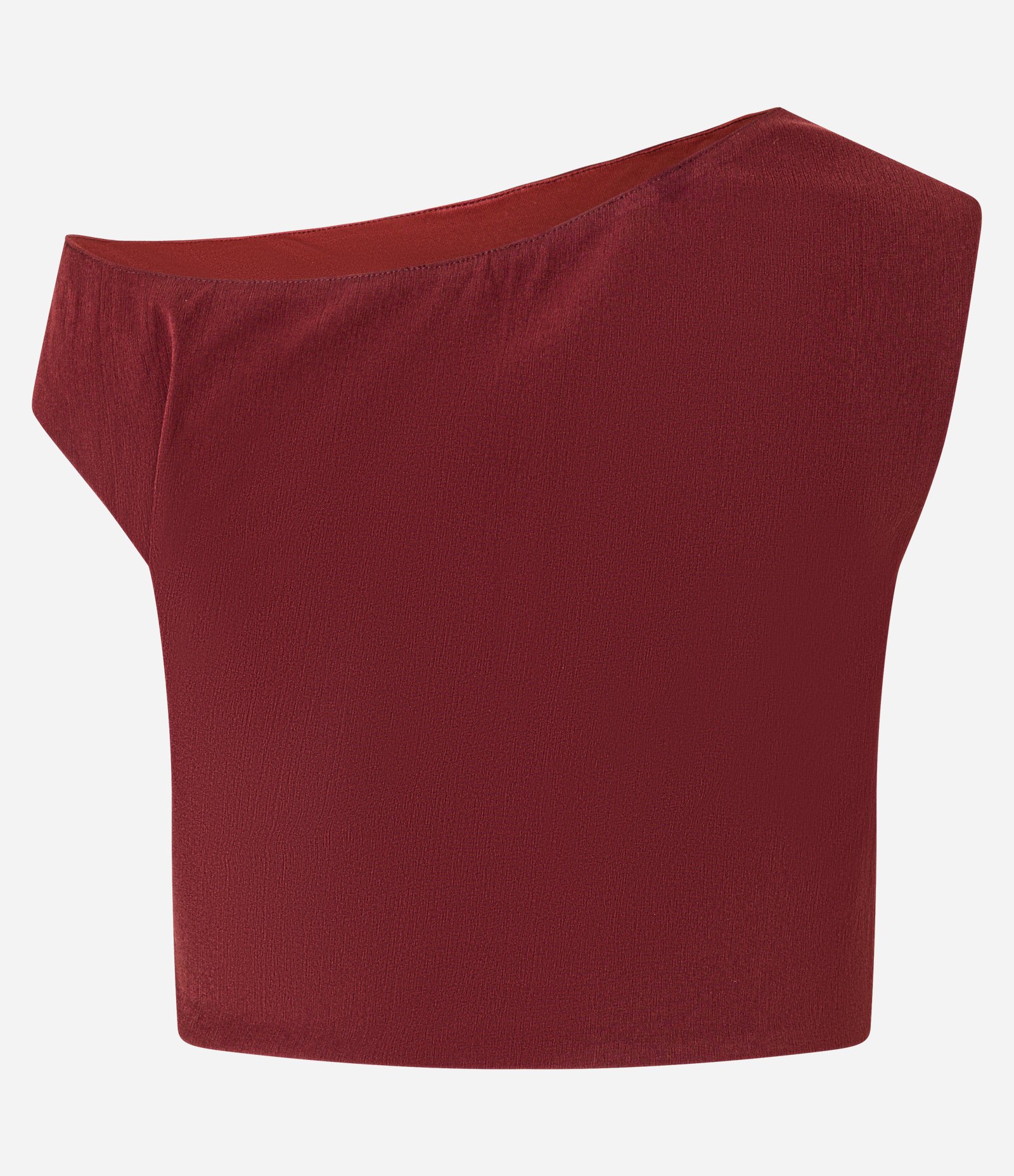 Blusa Cropped em Crepe com Decote Assimétrico e Franzido Lateral Vermelho 7