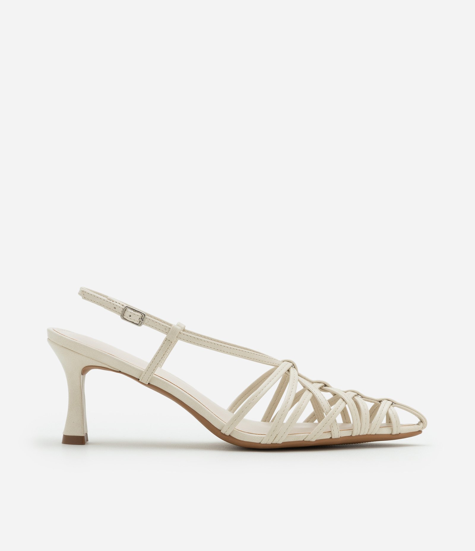 Sapato Scarpin Slingback com Multi Tiras Off White 1