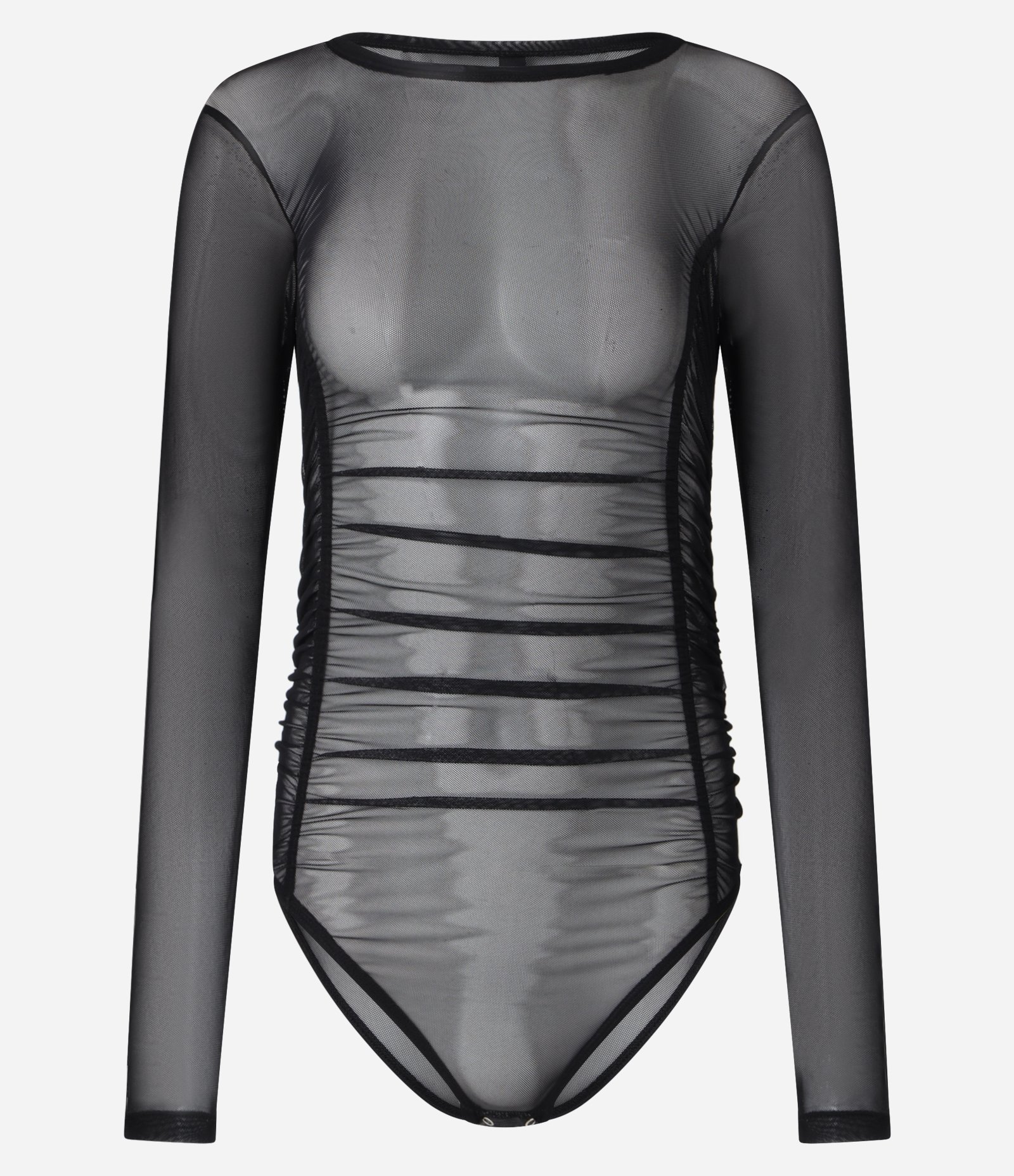 Body em Tule Texturizado com Franzidos Preto 6