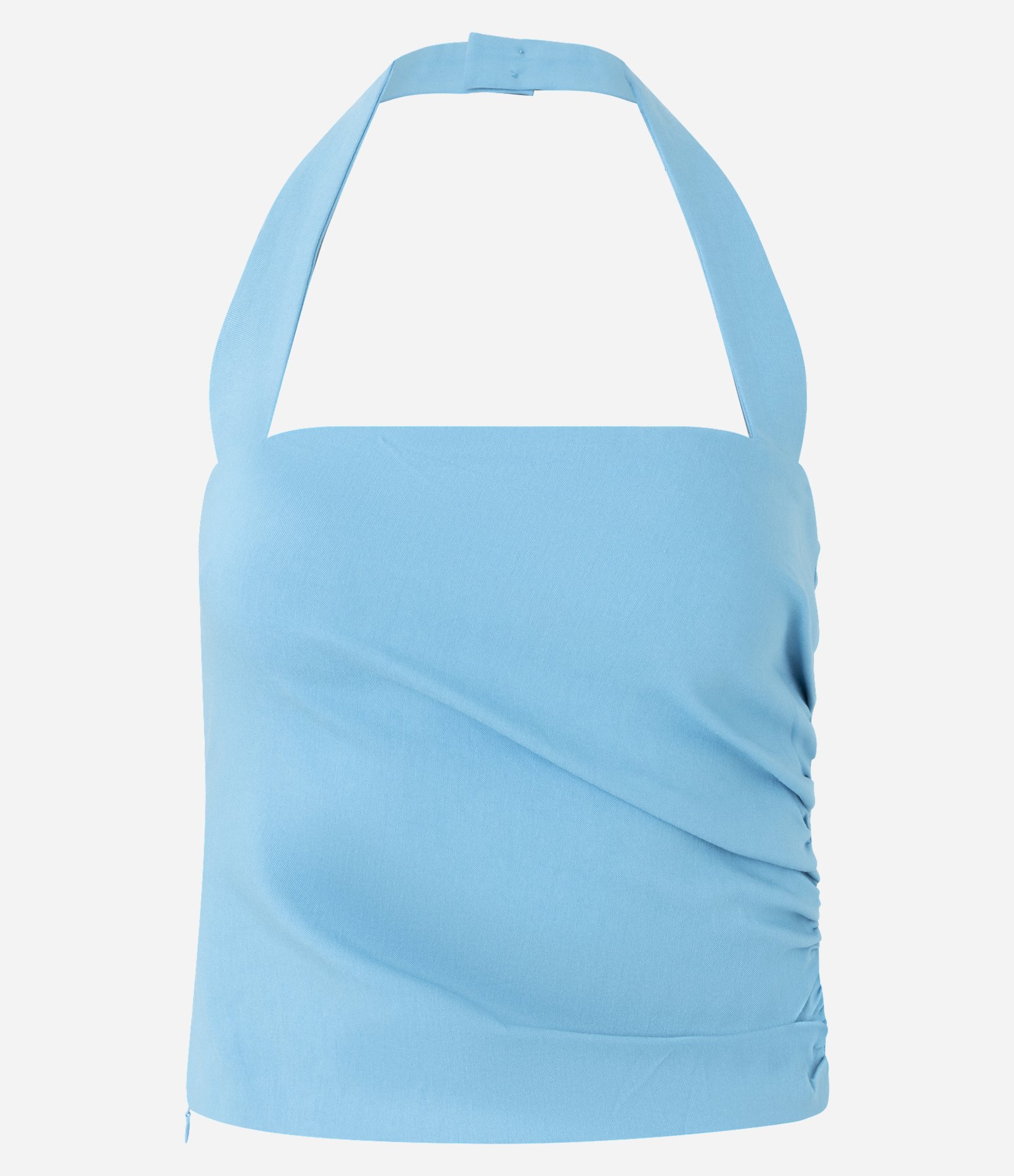 Blusa Frente Única em Bengaline com Franzido na Lateral Azul 1
