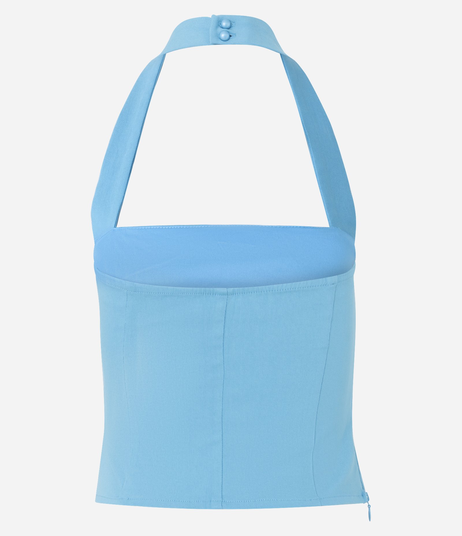 Blusa Frente Única em Bengaline com Franzido na Lateral Azul 2