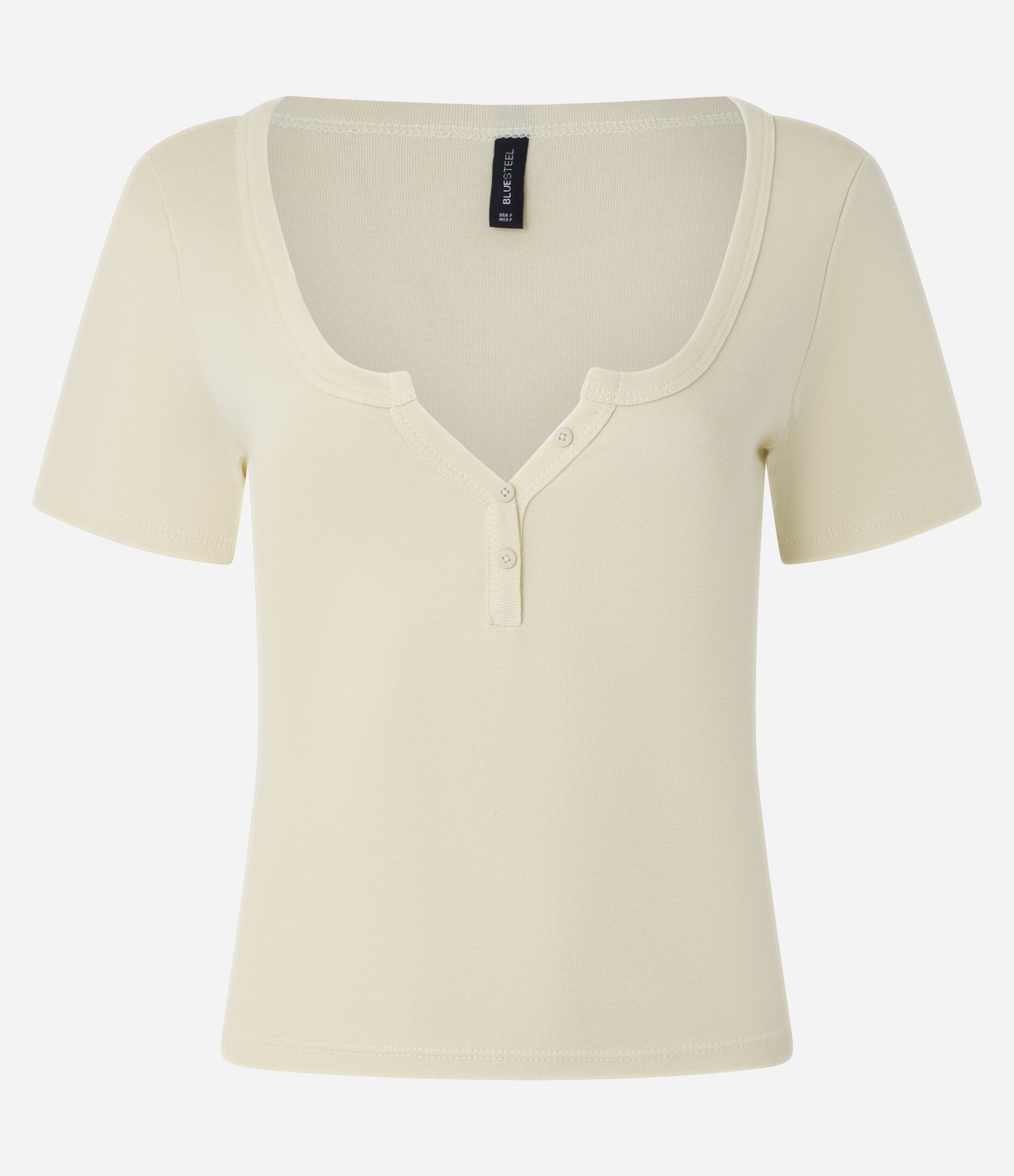 Blusa em Ribana com Recorte na Gola e Botões Amarelo 5