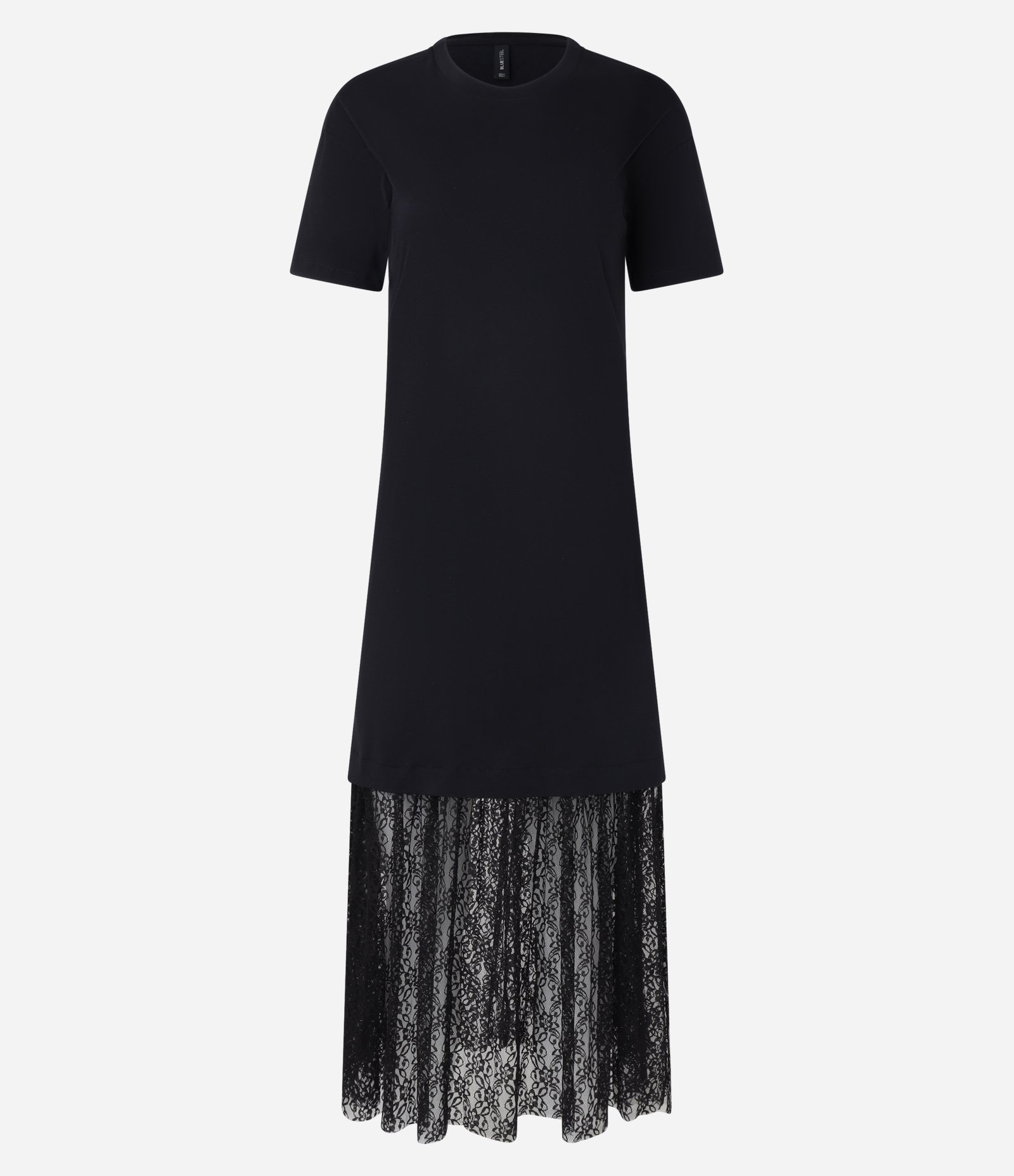 Vestido Reto New Midi em Algodão com Renda na Barra Preto 5