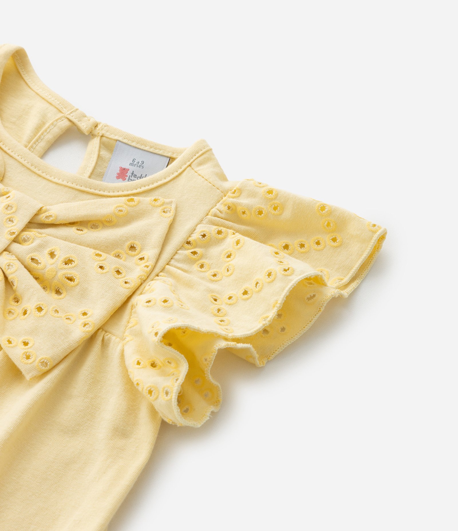 Blusa Bata Infantil com Laço - Tam 3 a 18 Meses Amarelo 5