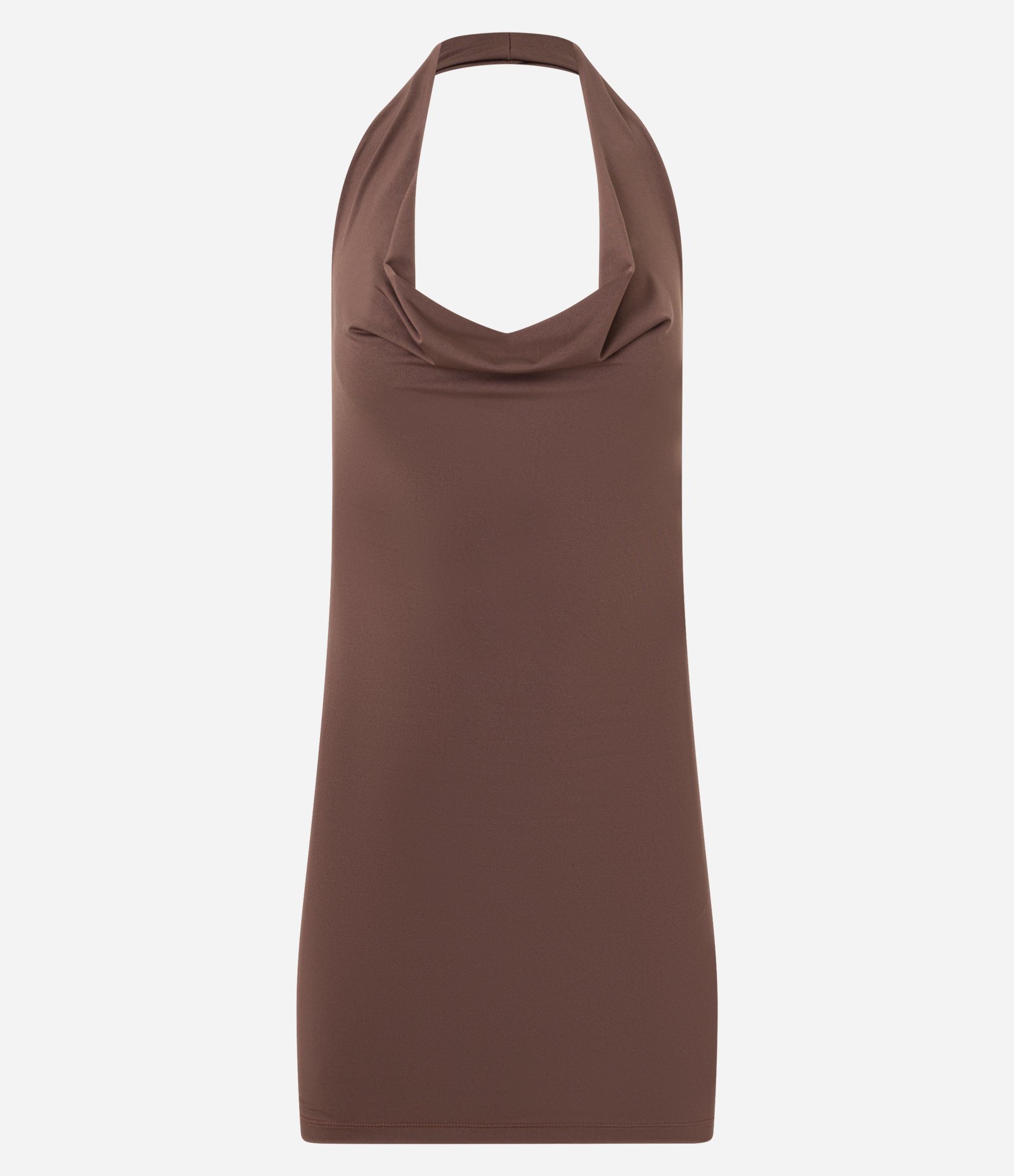 Vestido Frente Única com Decote Degagê Marrom 4
