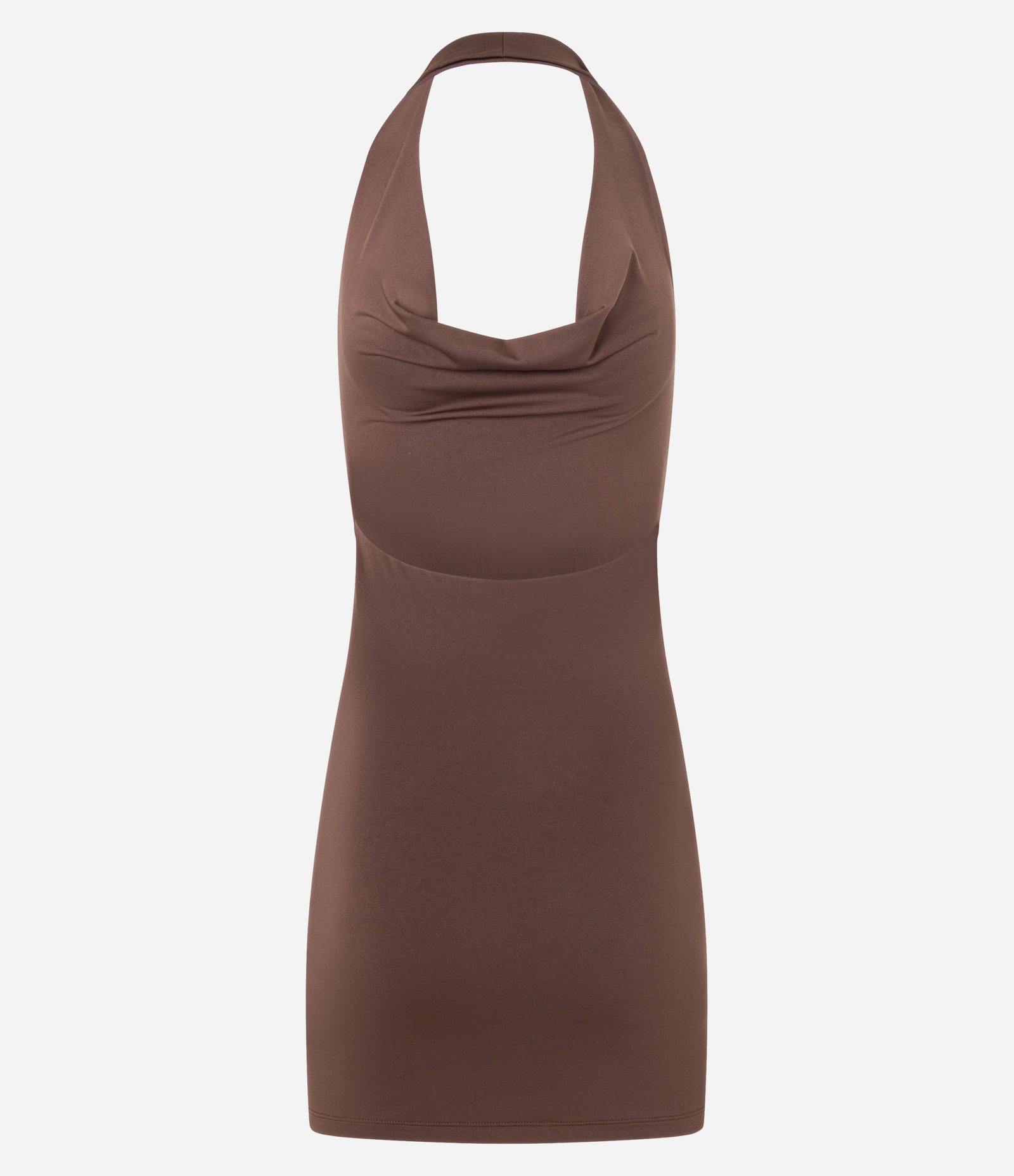 Vestido Frente Única com Decote Degagê Marrom 5