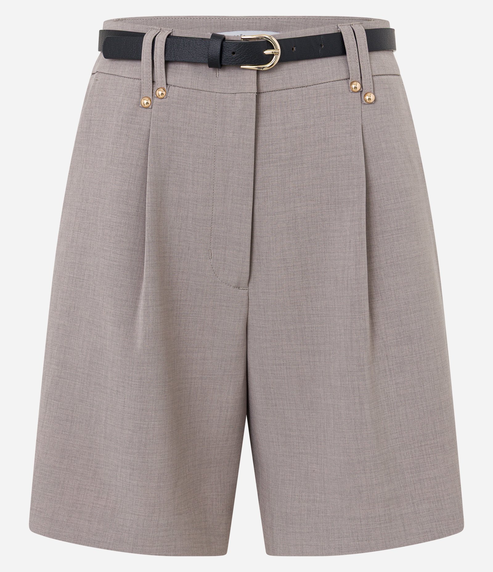 Short Alfaiatado com Pregas e Cinto Fino de PU Cinza 5