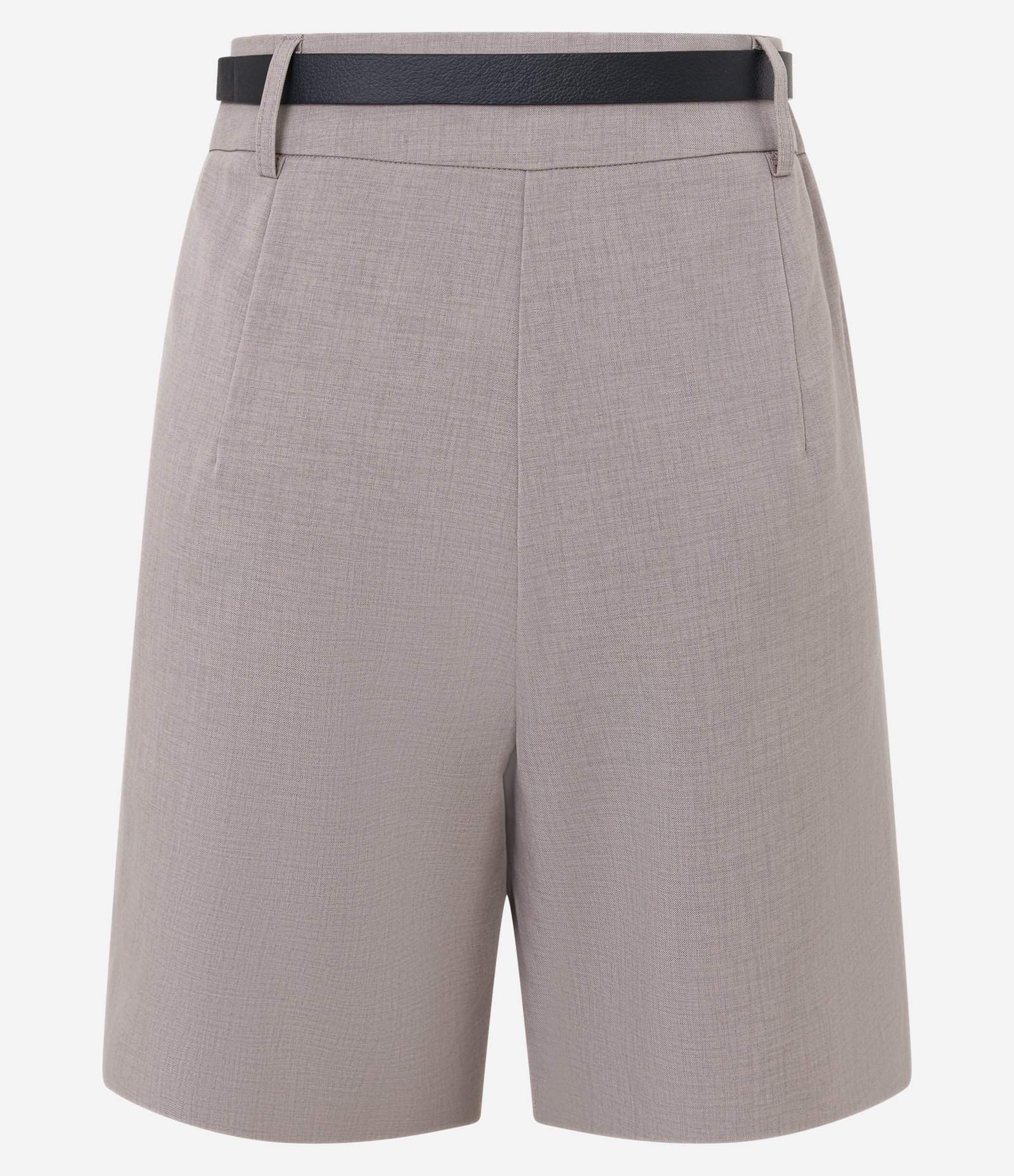 Short Alfaiatado com Pregas e Cinto Fino de PU Cinza 7