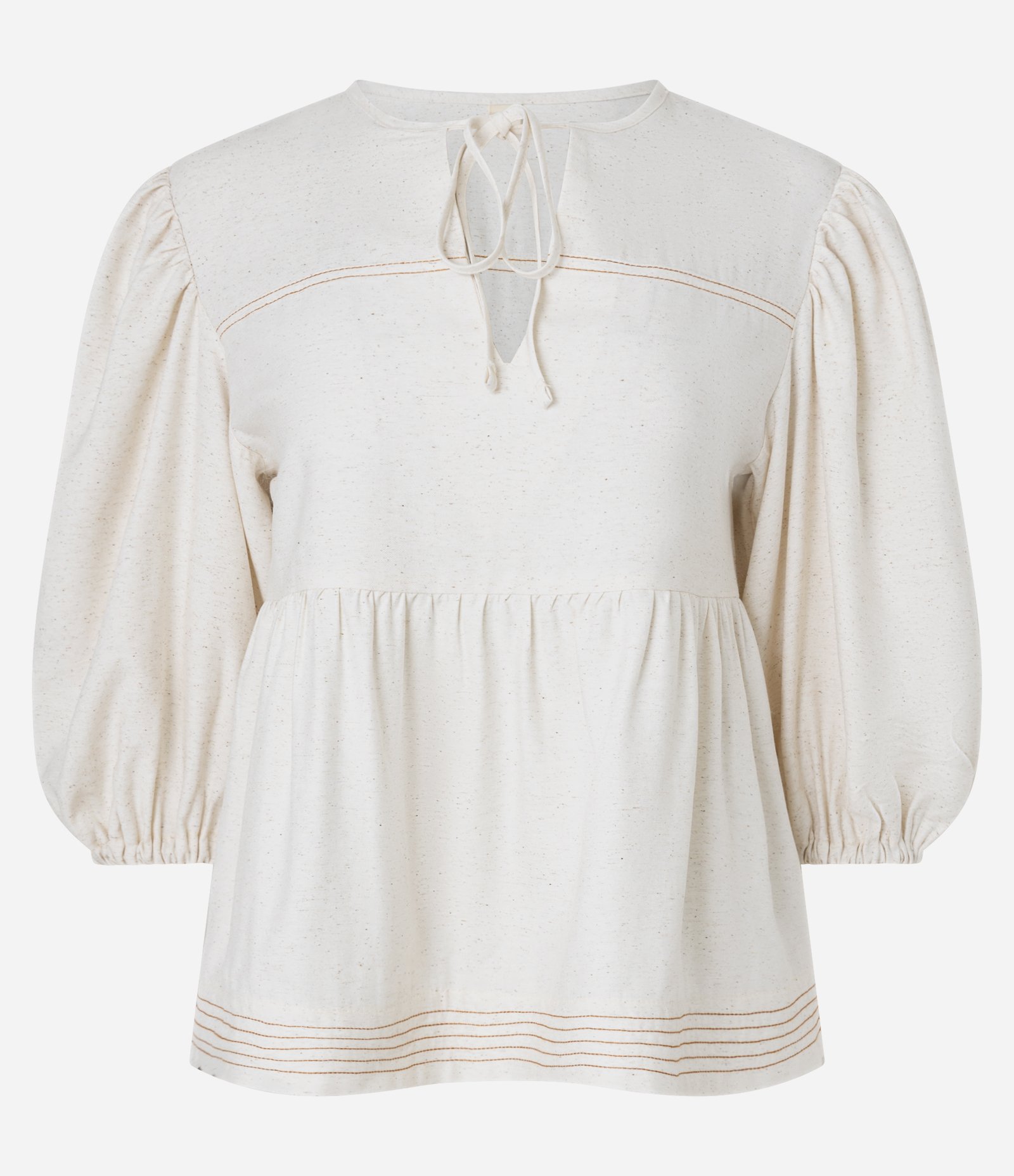 Blusa Alfaiatada em Viscose com Costura Contrastante Off White 5