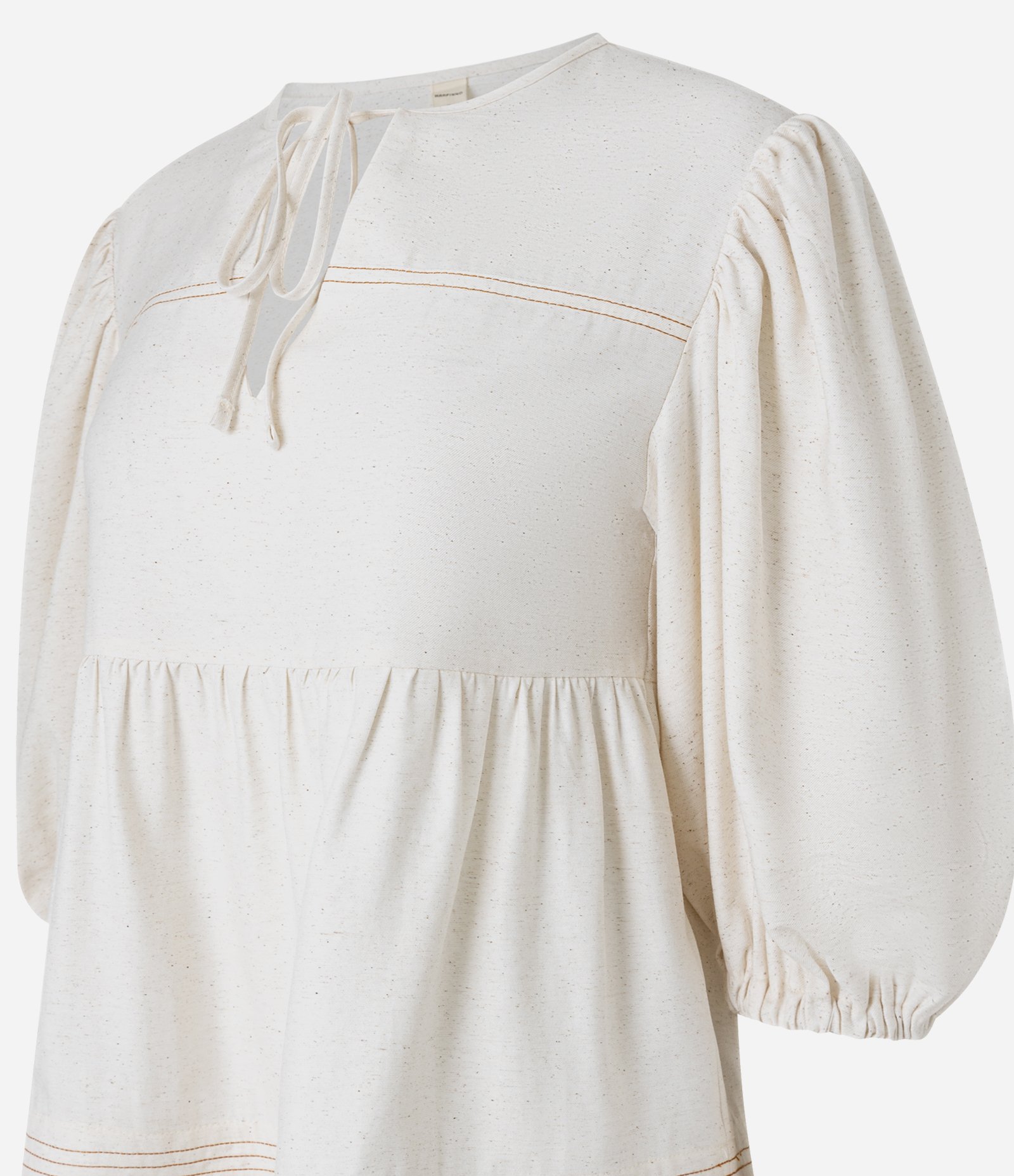 Blusa Alfaiatada em Viscose com Costura Contrastante Off White 6