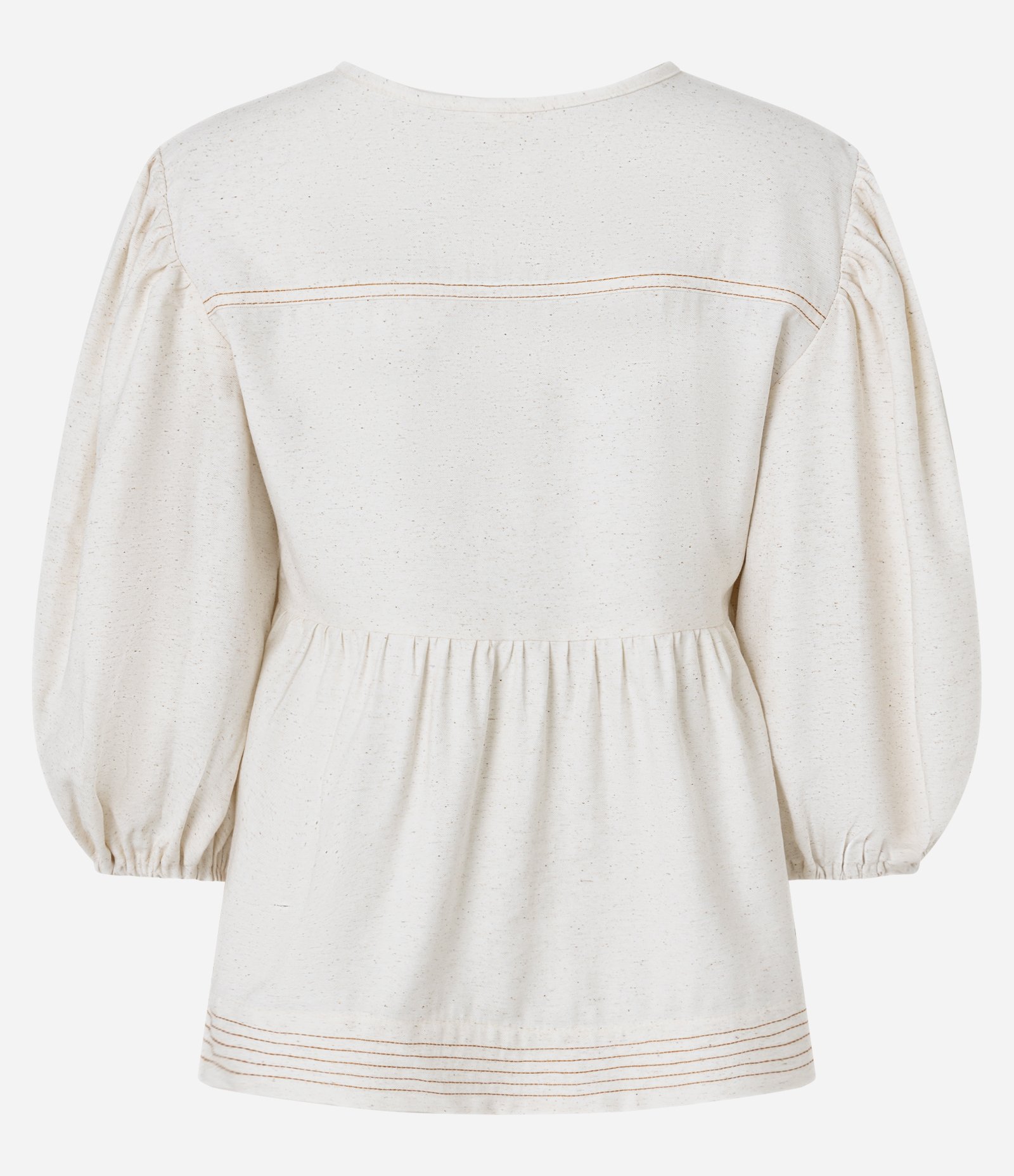 Blusa Alfaiatada em Viscose com Costura Contrastante Off White 8