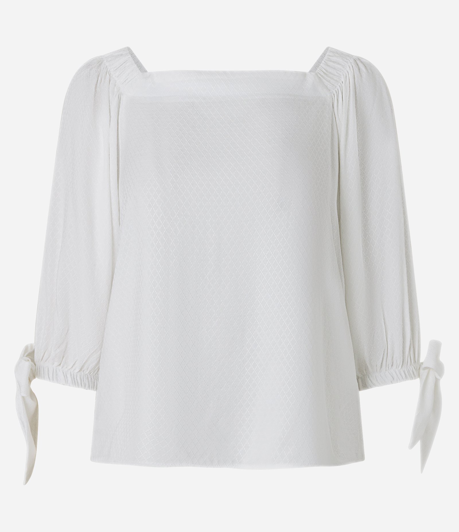 Blusa Alfaiatada em Viscose com Amarração no Punho Off White 5